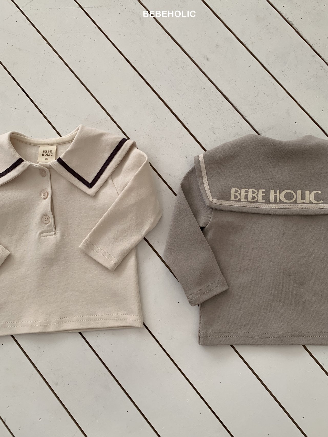 🌸預訂 韓國直送🌸🇰🇷BEBEHOLIC兩色品牌印花水手領長袖上衣