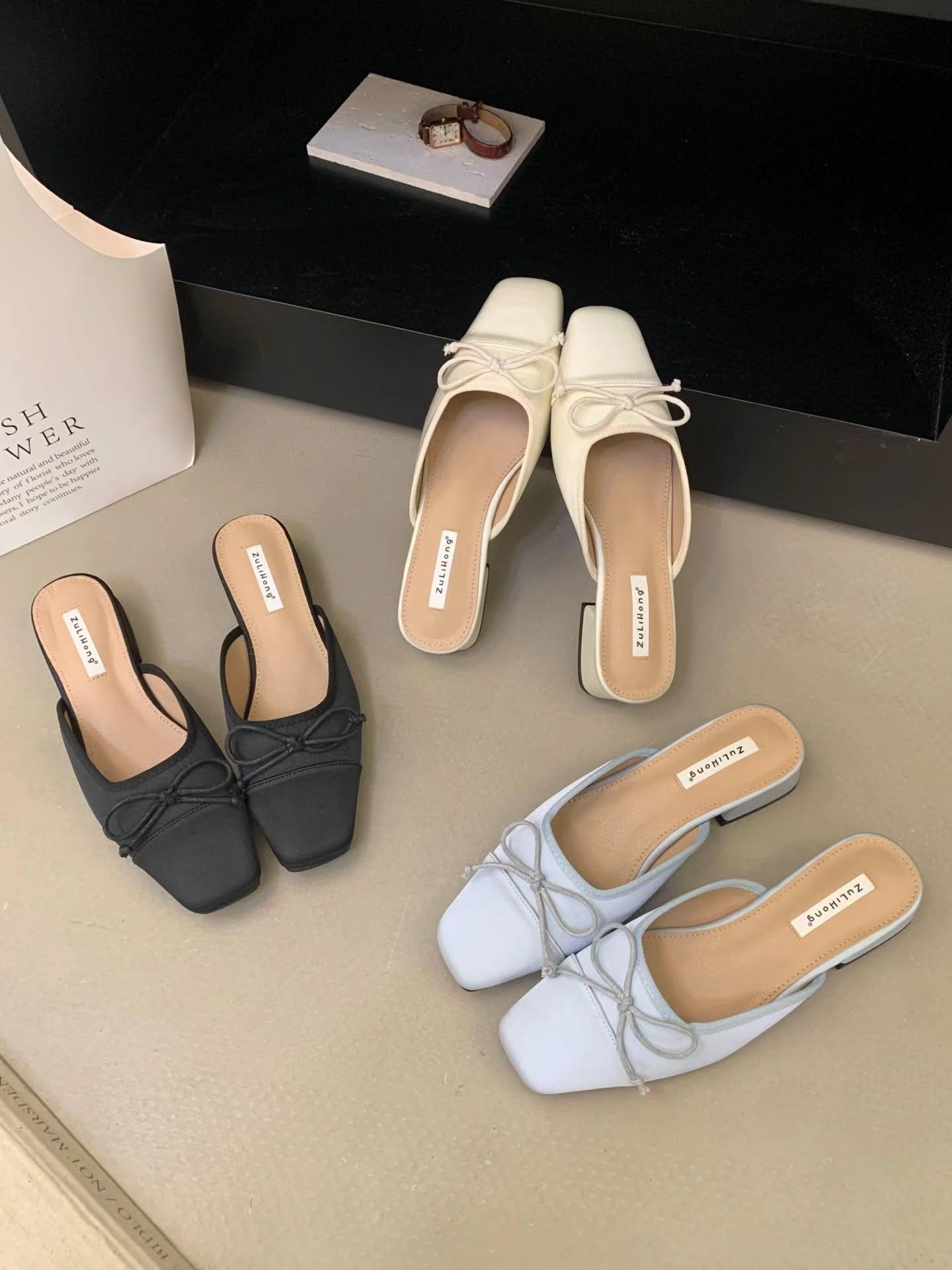 520-12 法式蝴蝶结穆勒鞋 🇨🇳