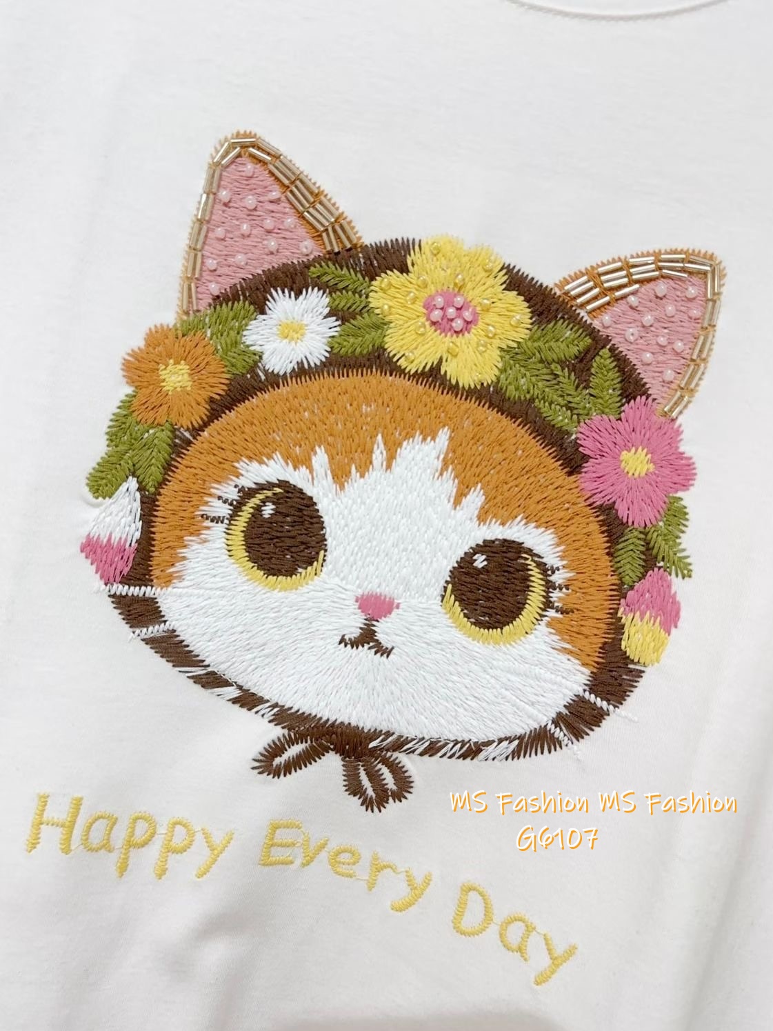 G6107 韓國🇰🇷刺繡貓咪tee