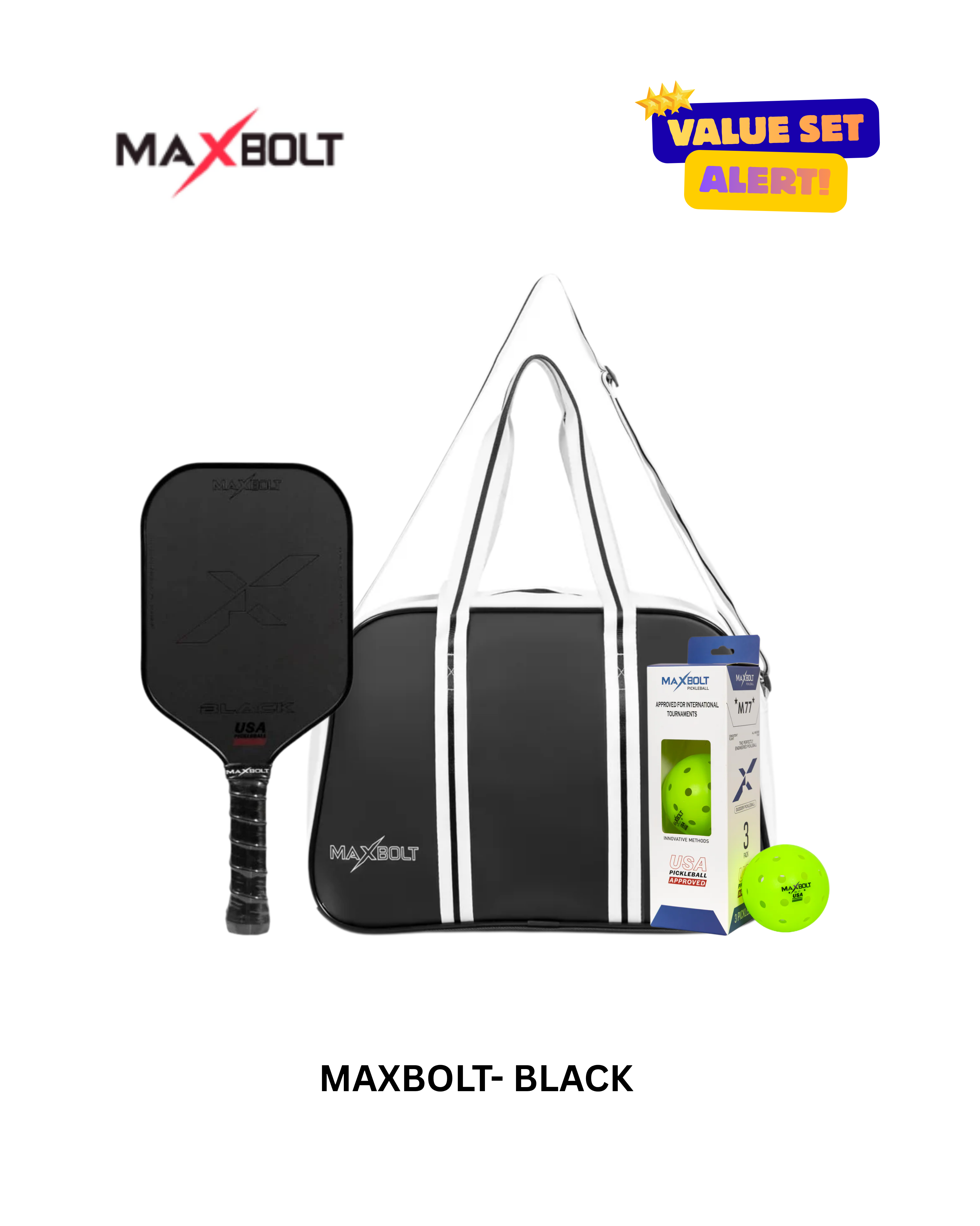 Maxbolt Black pro pickleball paddle 16mm