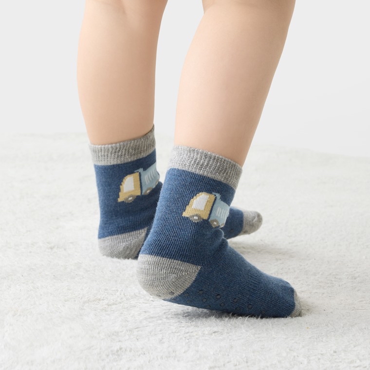 部分現貨💚預訂 台灣直送💚兩色可愛提花防滑中筒襪三對裝