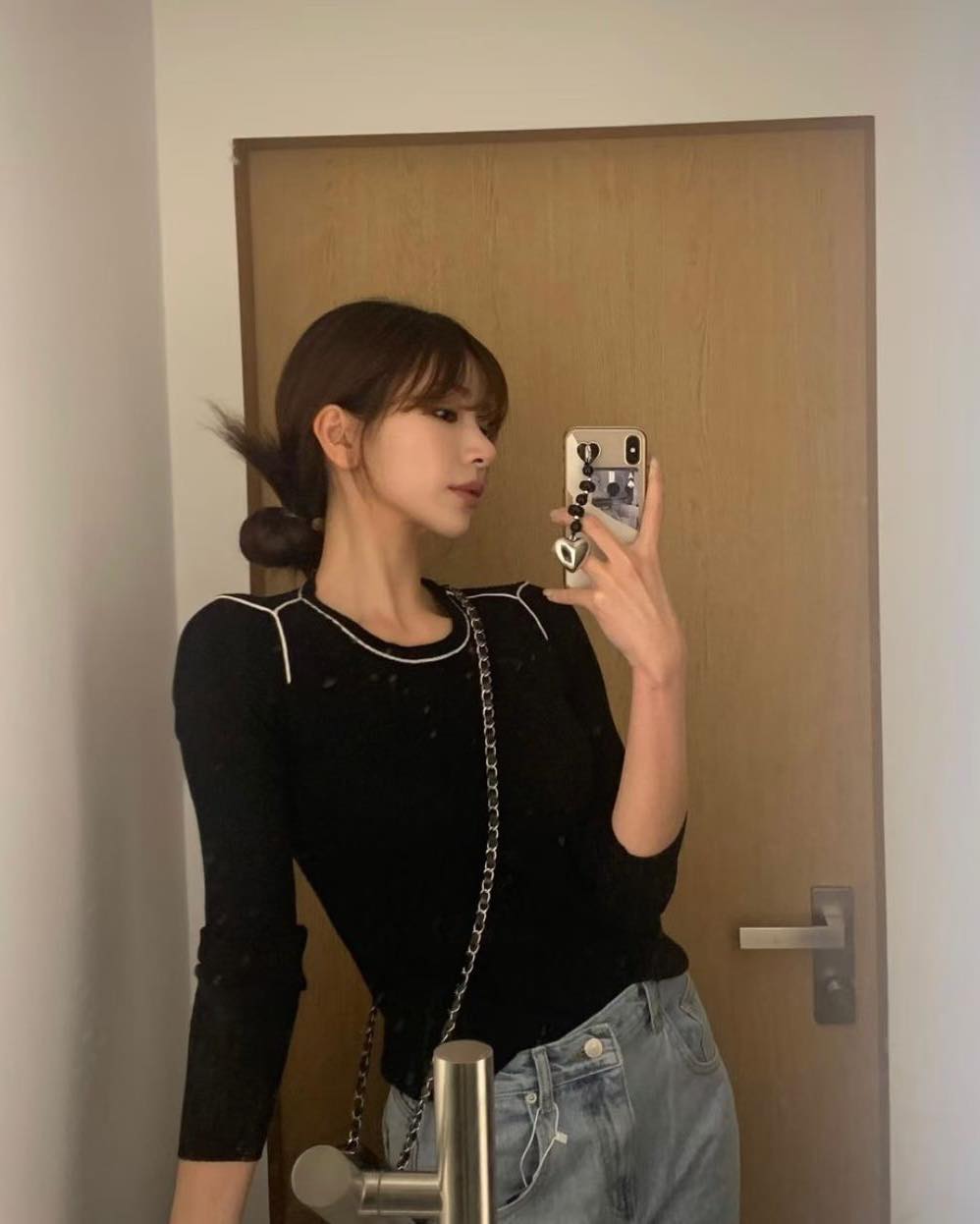 拼色線邊針織Top