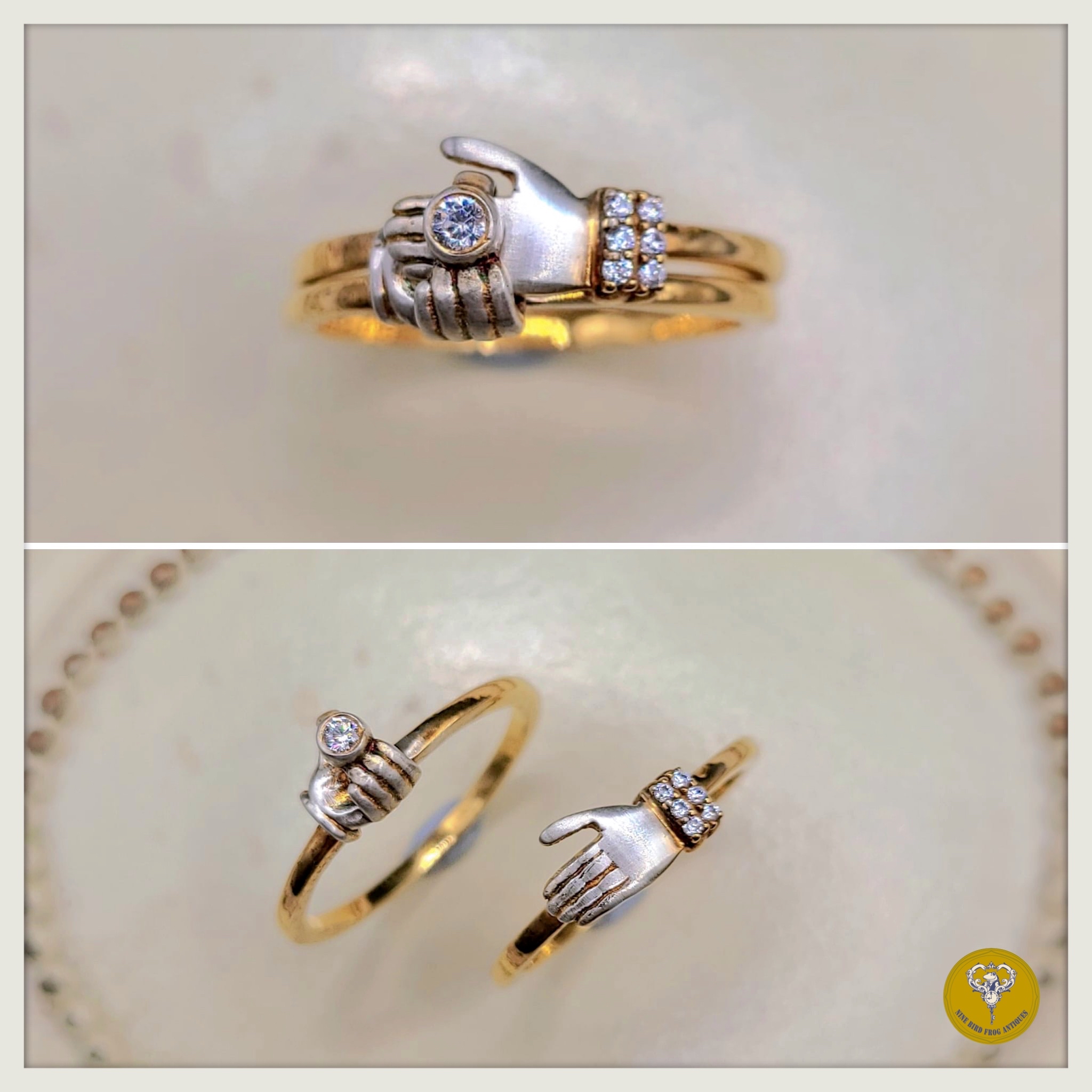 Gimmel Ring 鋯石純銀包金戒指