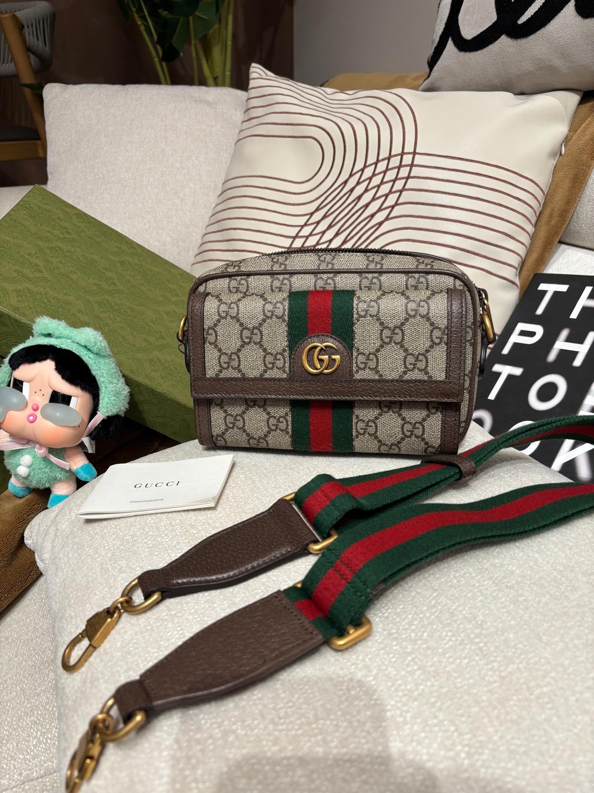 Gucci GG Ophidia Shoulder Bag 淺啡色塗層帆布肩背袋 746308 100%Authentic, Unused ✅Strap✅Booklet✅Dust bag✅Box