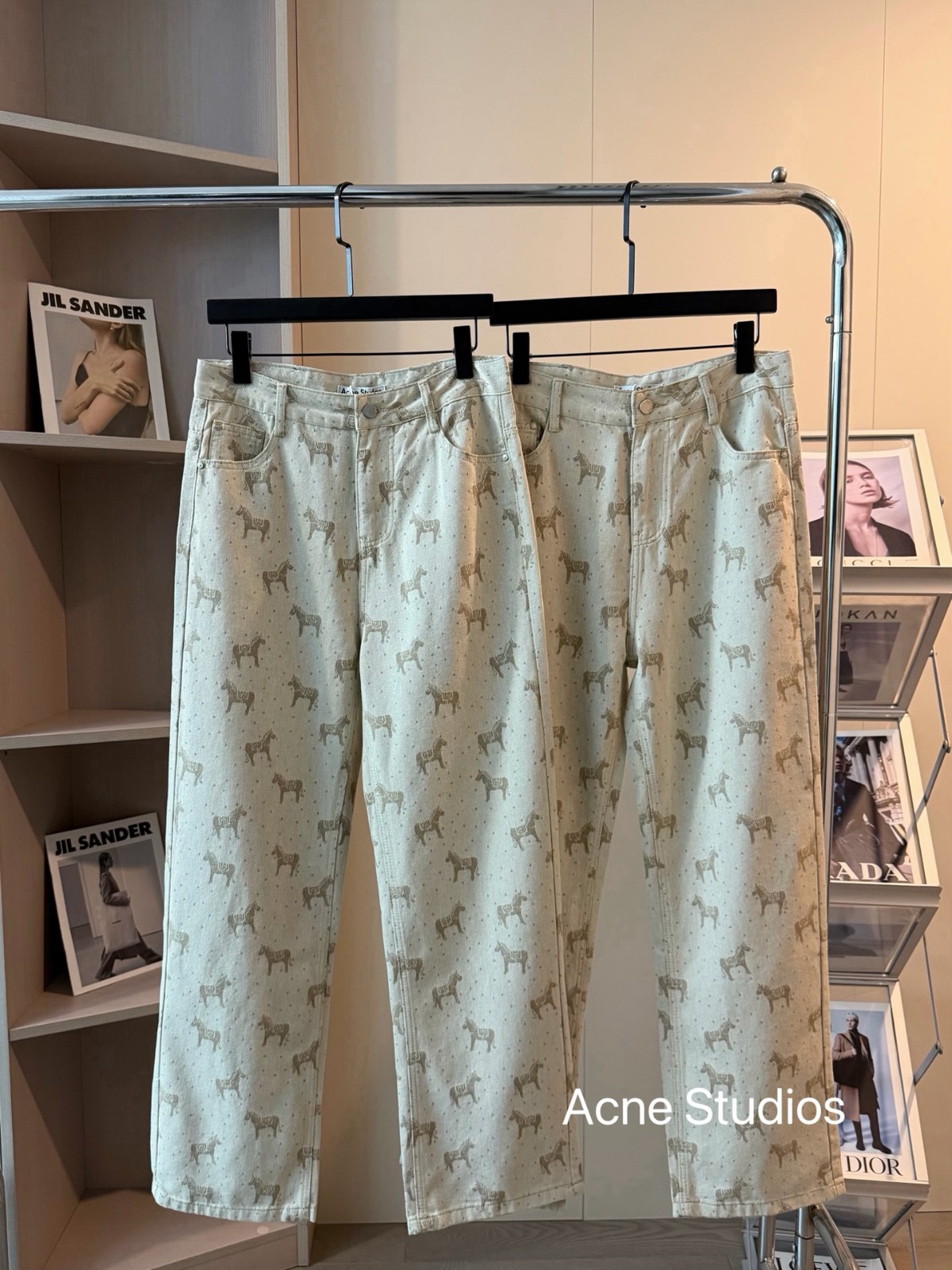 Acne Studios 小馬提花直筒闊腿褲
