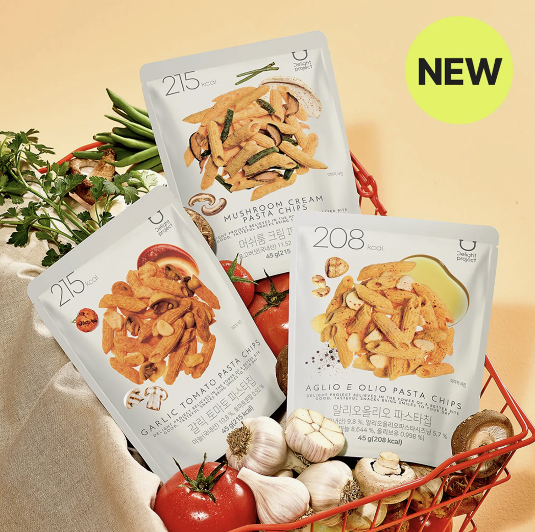 韓國 Delight Project Pasta Chips 低卡 脆脆 意粉薯片 3款任選｜香蒜番茄 / 蘑菇忌廉 / 蒜香橄欖油