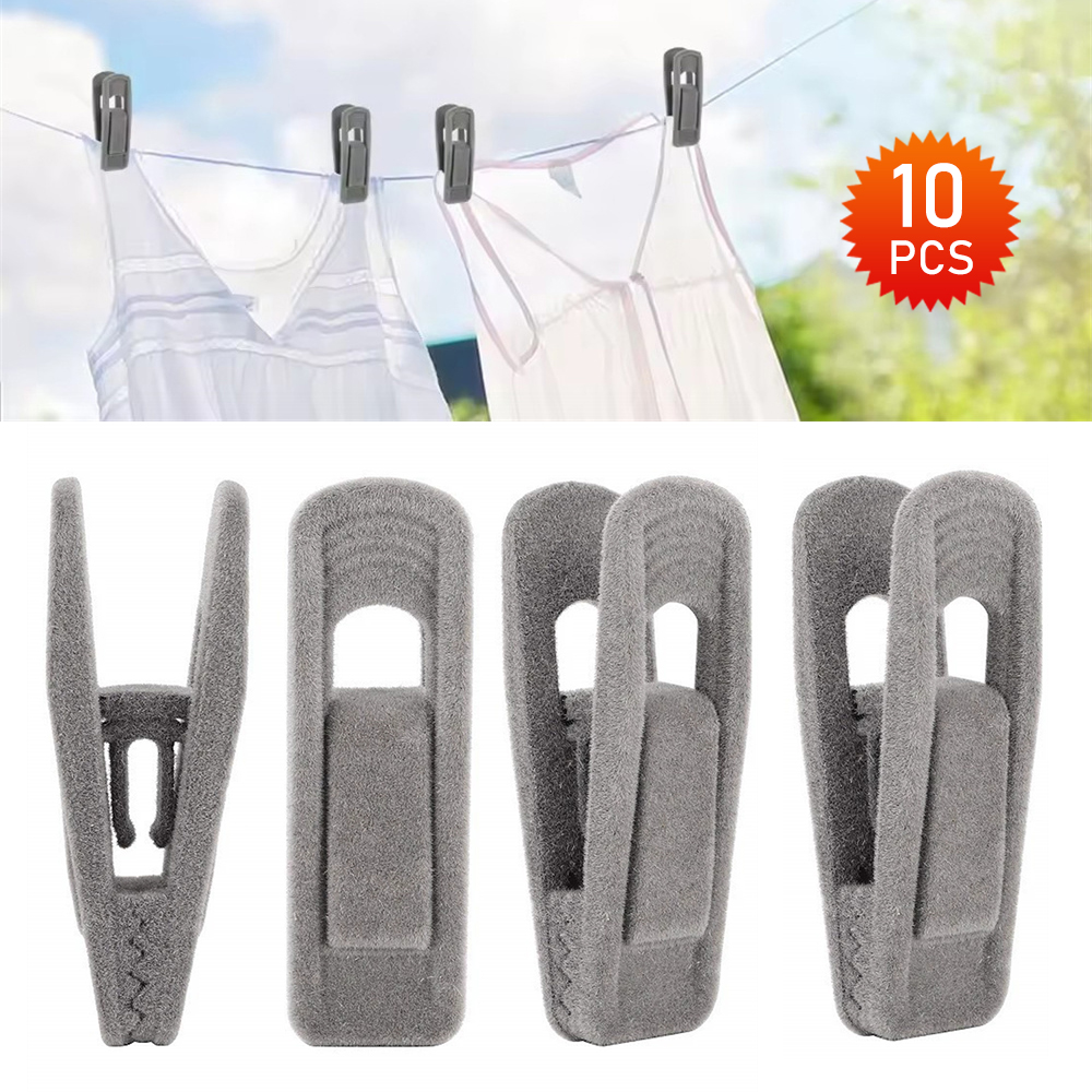 10x 植絨衣服夾子 灰色 UB0241