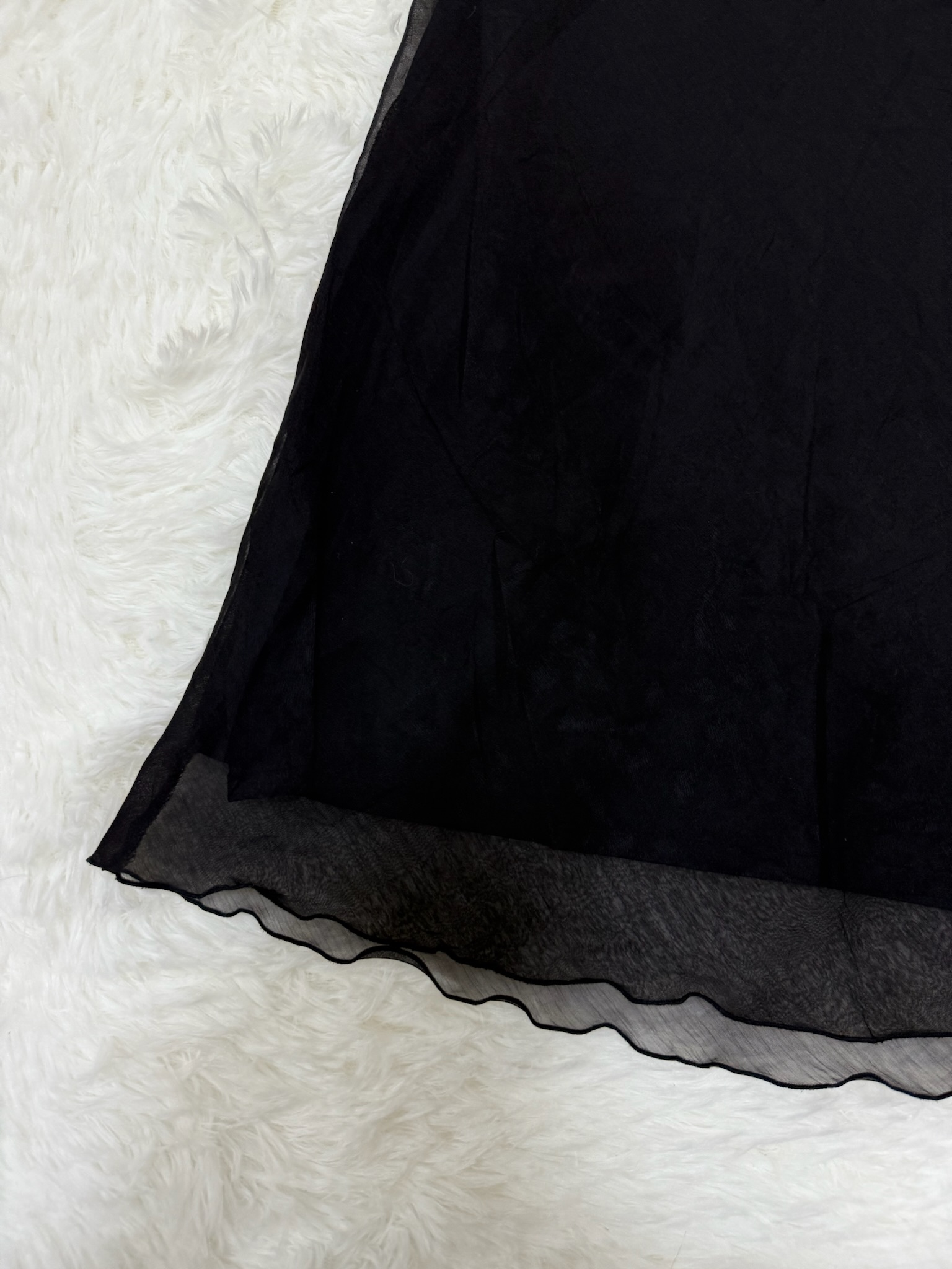 Double Layer High-Waisted Skirt with Lettuce Edge Hem