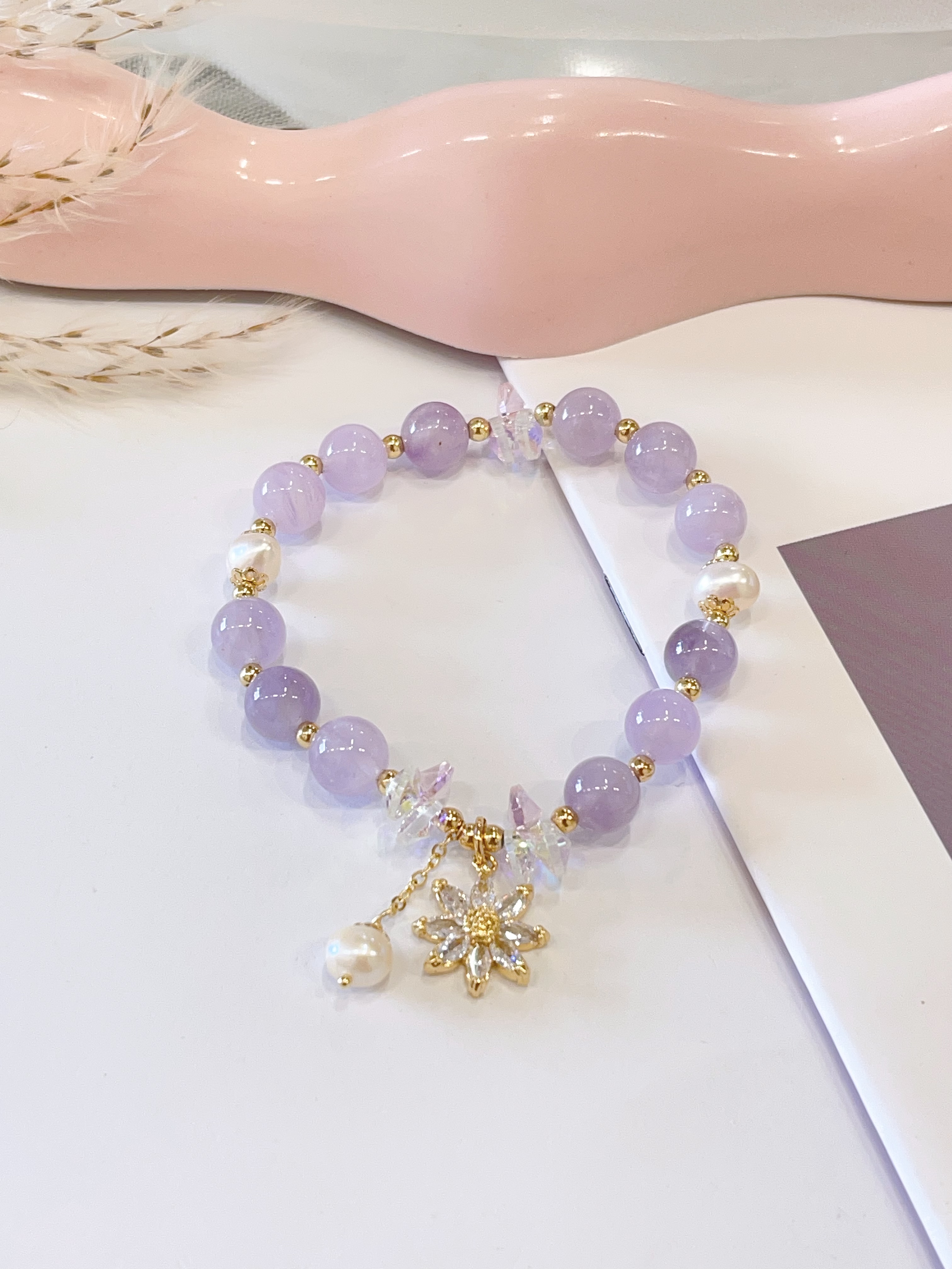 💜🤍 薰衣草紫水晶 × 珍珠手串 Lavender Amethyst & Freshwater Pearl | 8mm