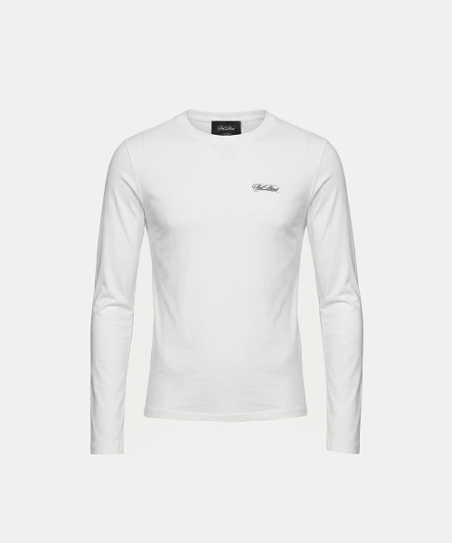 Dark Classic Logo Fitted Long Sleeve T-Shirt - White