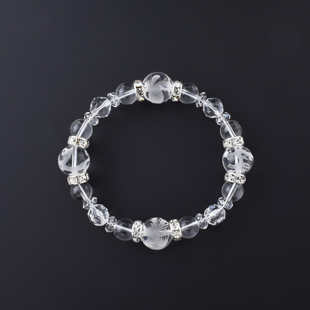 【日本白崎八幡宮】【淨化身心，舒緩壓力，招財納福風水四神獸水晶雕刻手鍊】 