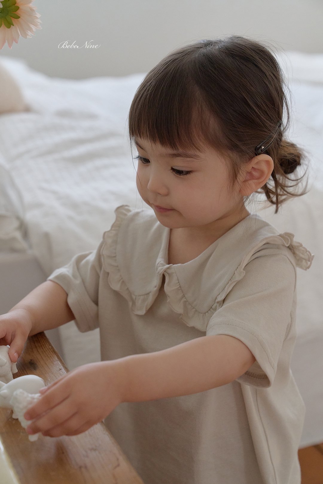 ☀️預訂 韓國直送☀️🇰🇷Bebenine三色荷葉邊翻領純棉短袖上衣