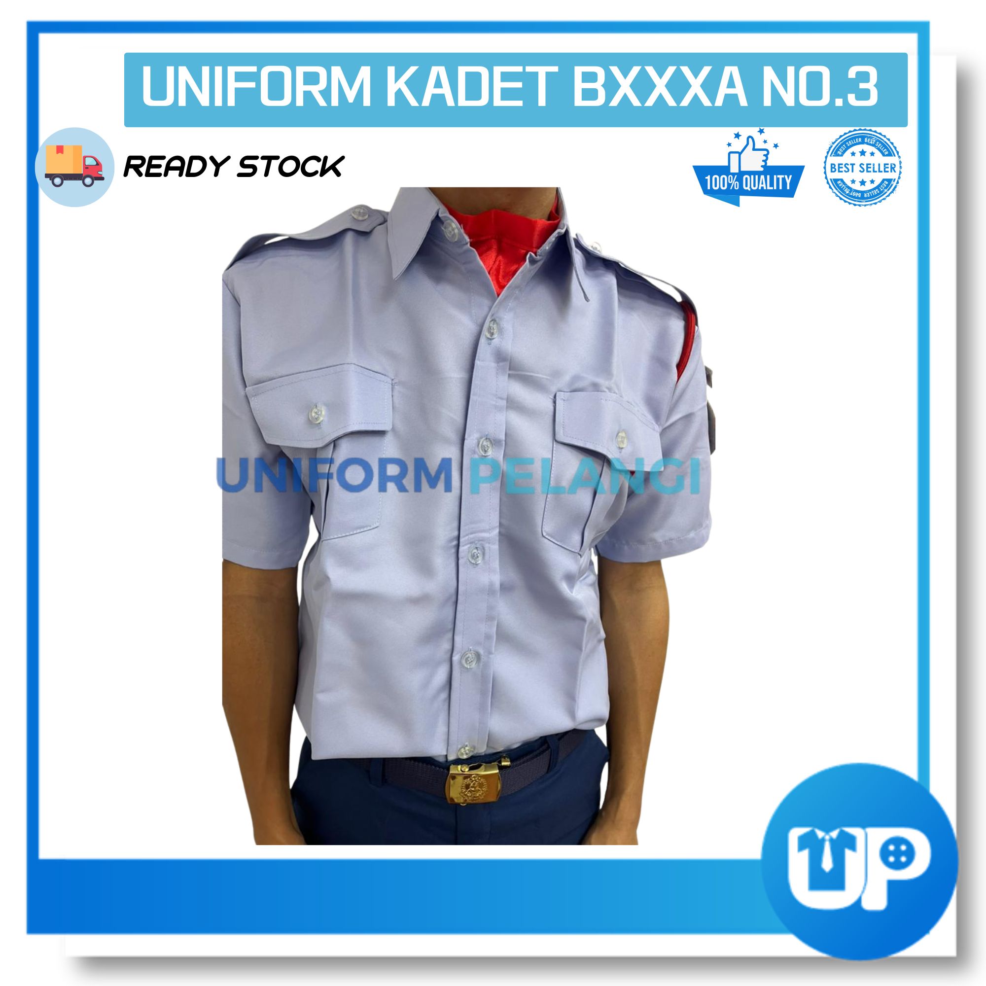 Baju Kadet BOMBA NO.3 Biru Lengan Pendek dan Panjang Uniform Seragam Kookurikulum