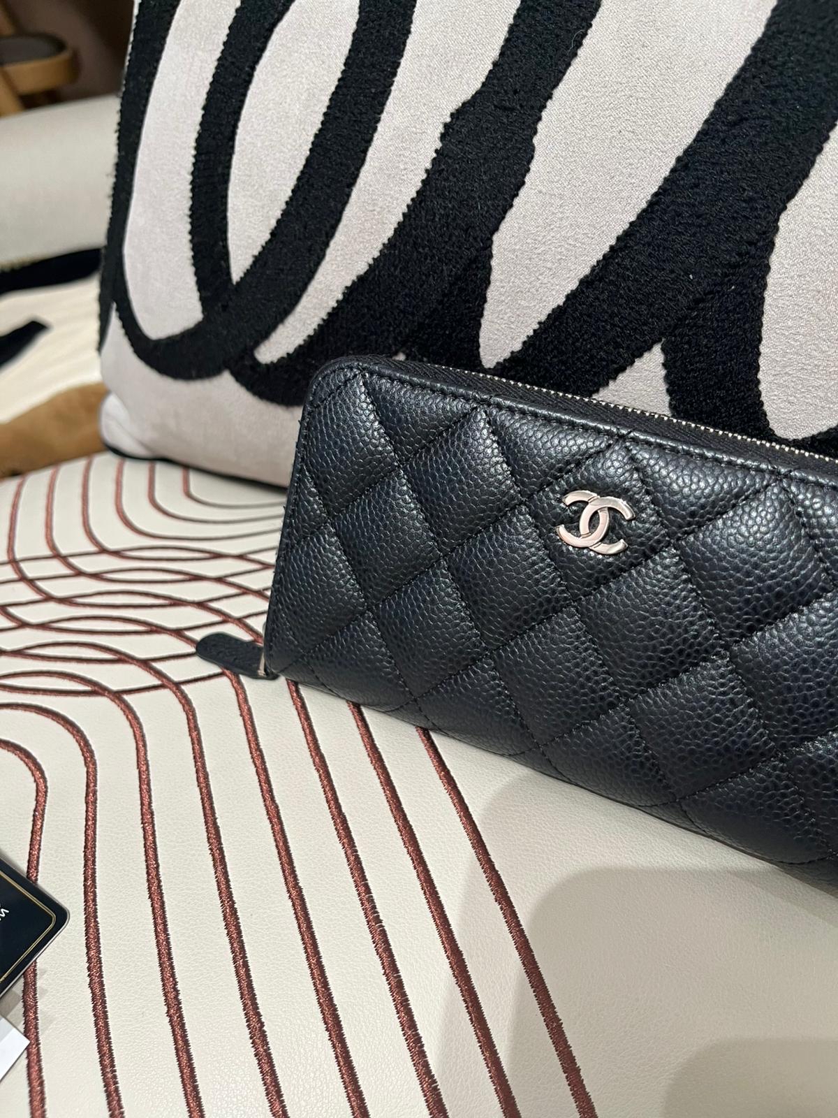 Chanel Zip Wallet 黑色荔枝牛皮 100%Authentic, 95%New ✅Card ✅Box