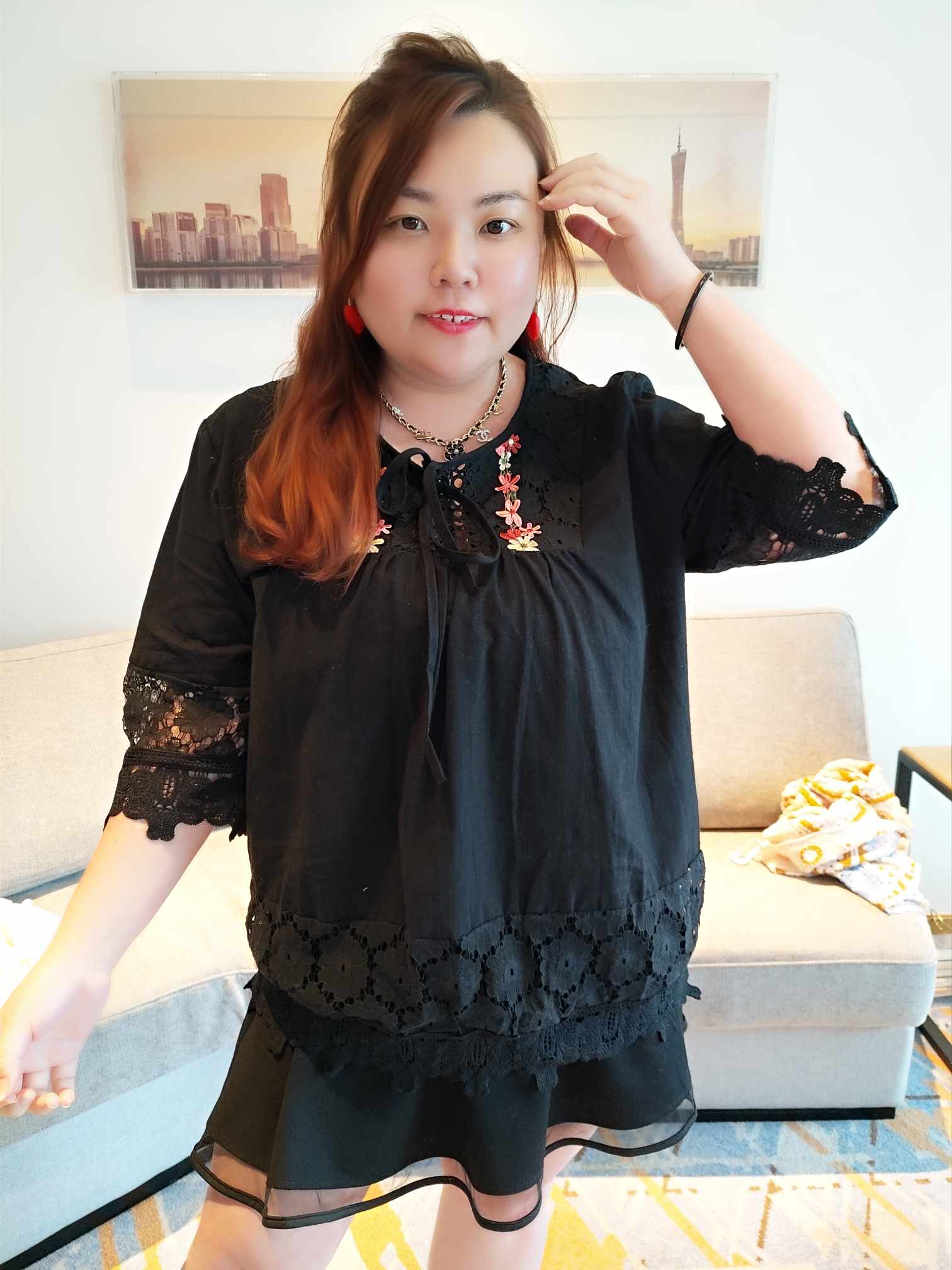 YCG08 8865 波希米亚刺绣蕾丝镂空上衣