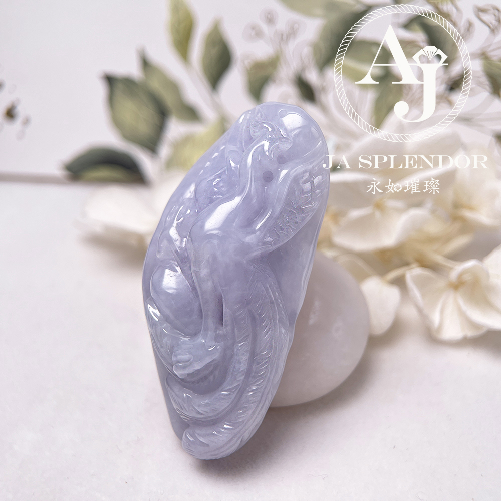JN-762 天然翡翠A玉 冰潤紫羅蘭鳳凰吊墜