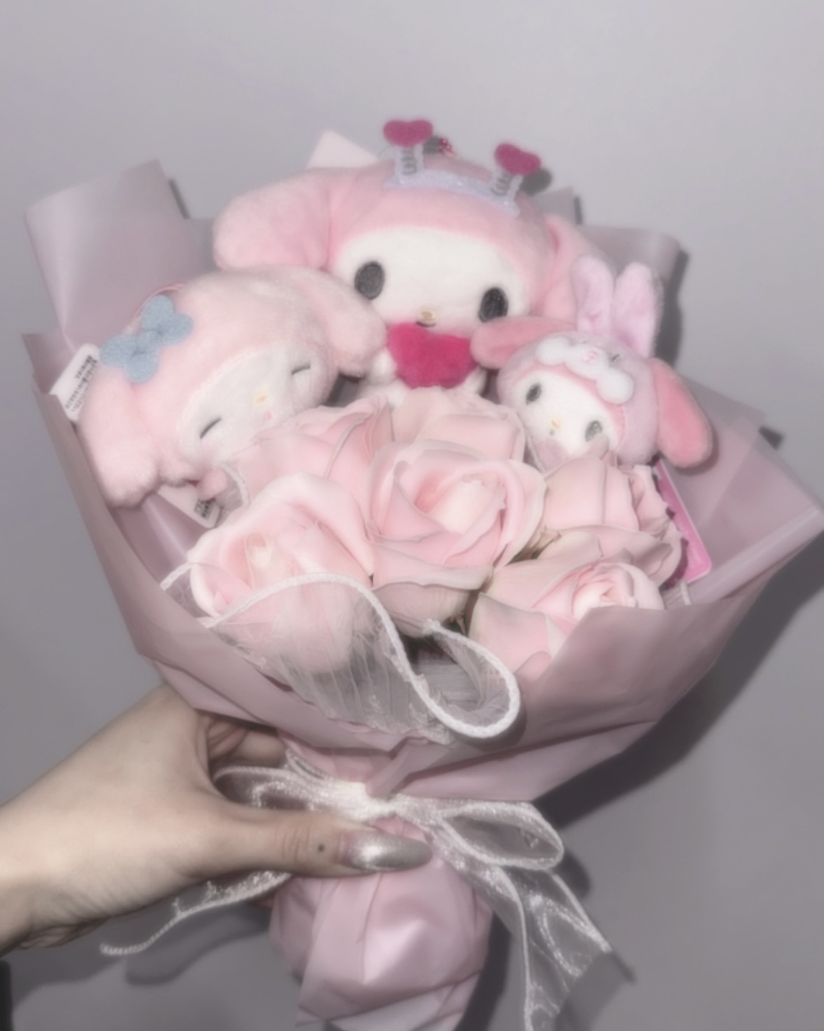 現貨｜情人節必備💖日版 my melody公仔吊飾+6支永生花