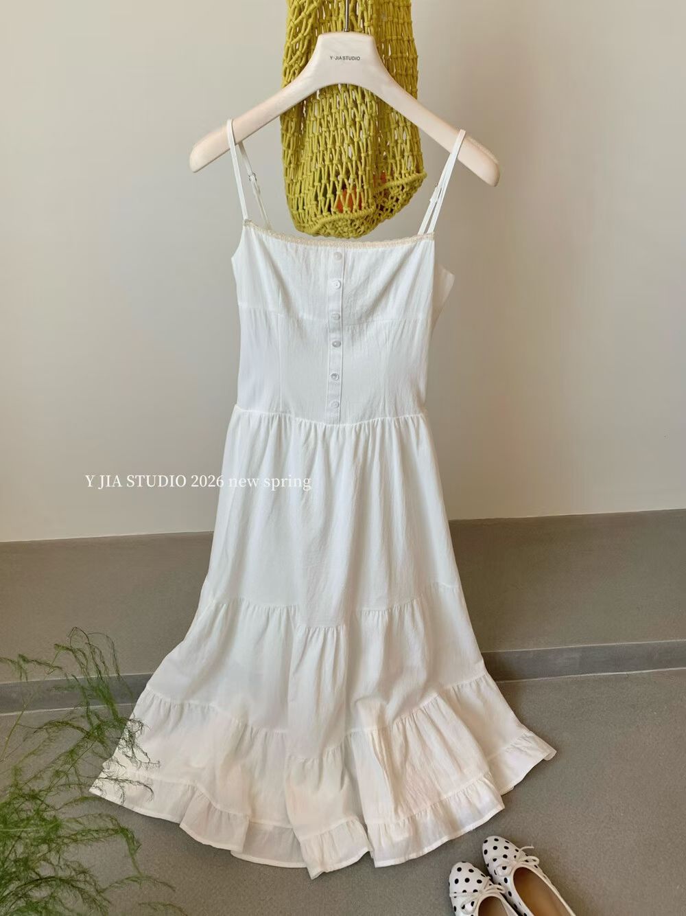 4619 Romantic White Midi Dress"氛围感收腰小白裙"