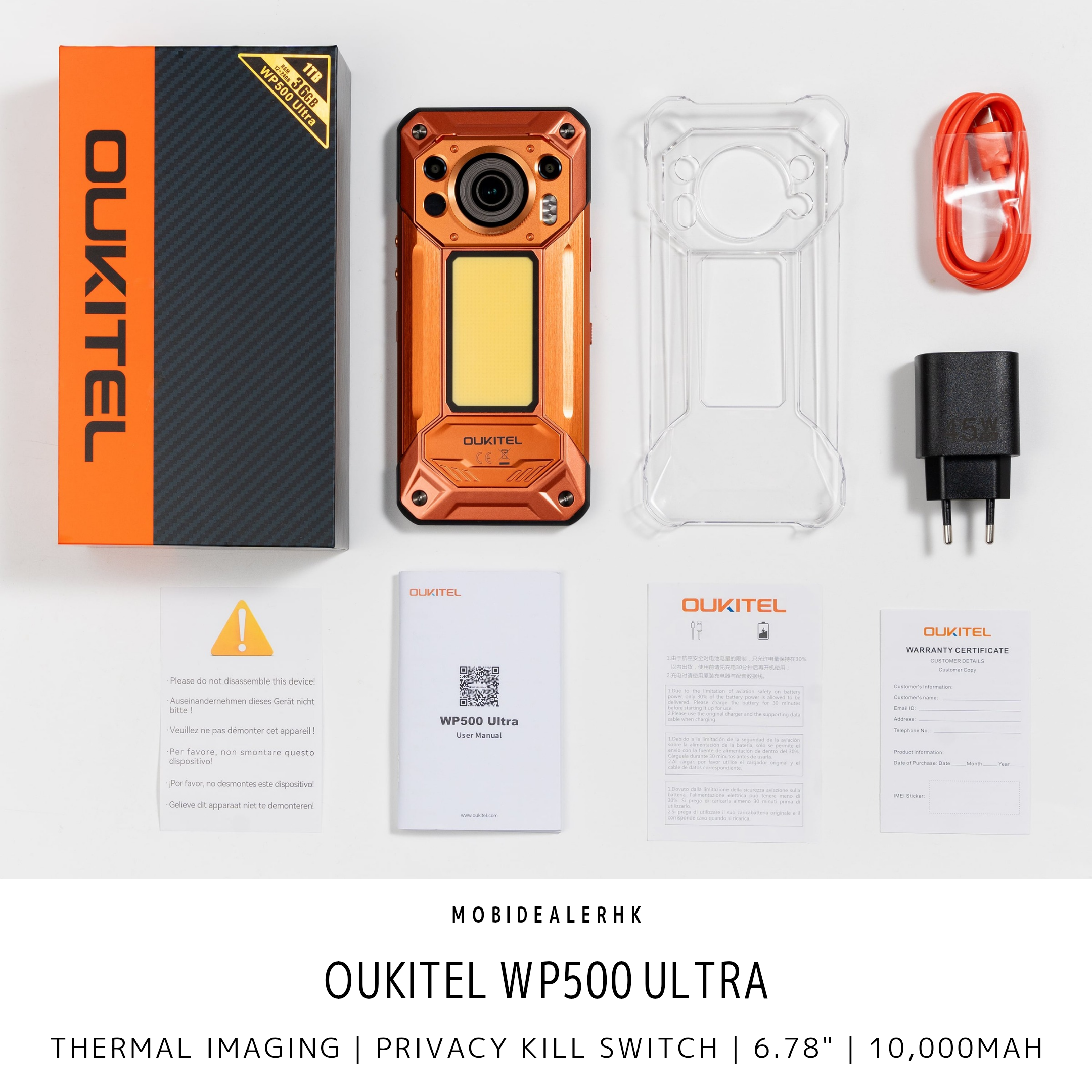 Oukitel WP500 Ultra | 歐奇 WP500 Ultra | 5G | 三防手機 | Privacy Kill Switch | 熱感 | 夜視鏡 | 10,000mAh | 反向充電