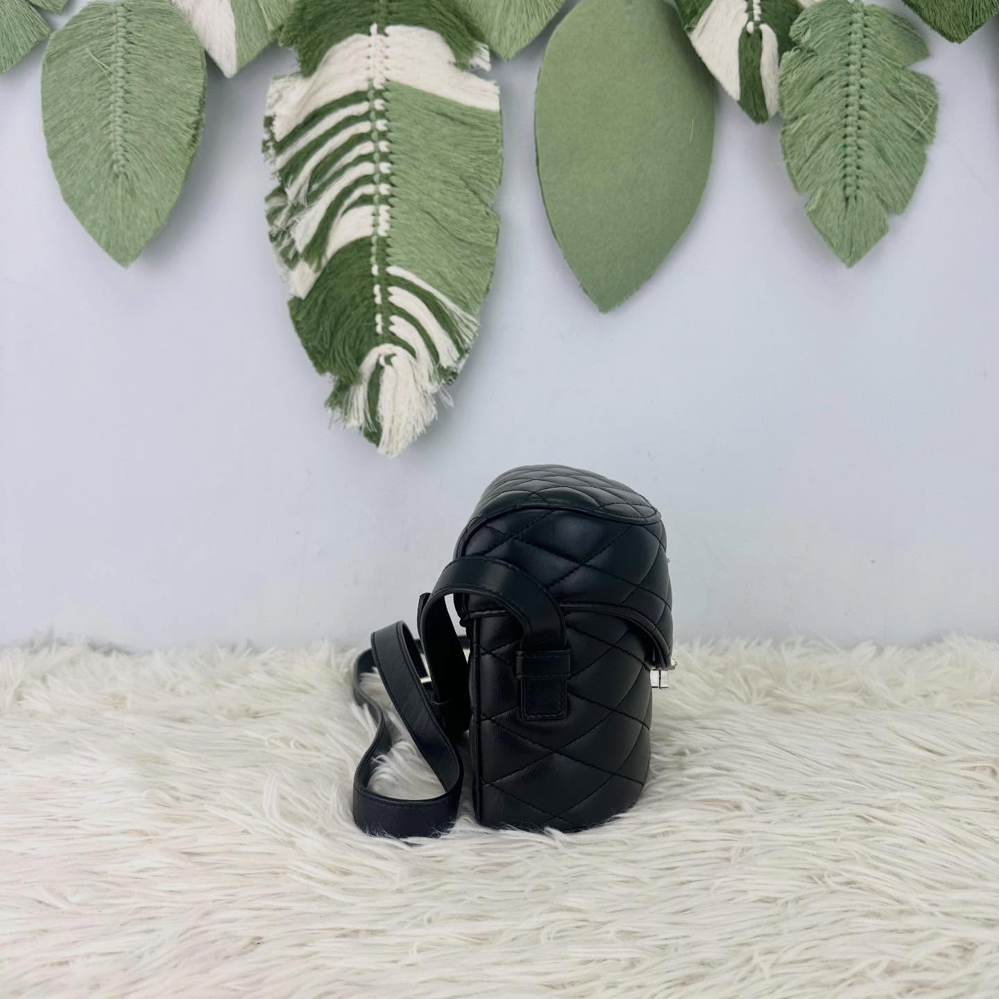 YSL 🤍PRE OWNED JUNE BOX 黑銀羊皮盒子包 單肩斜肩包🖤 