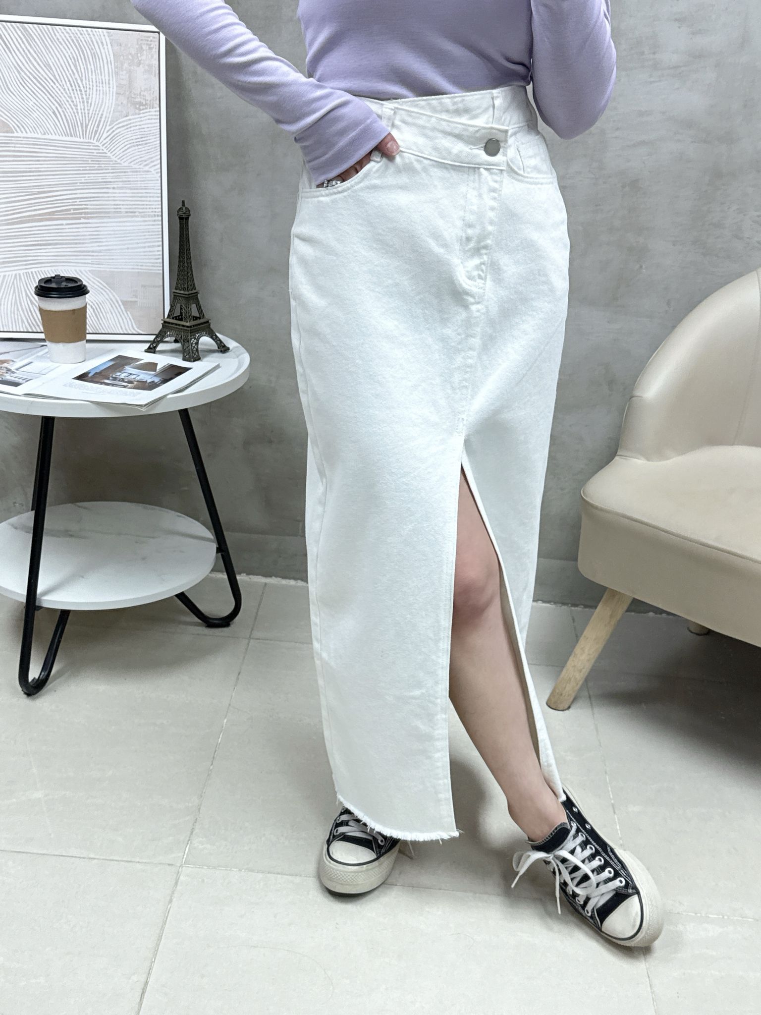 C06 假兩件拼色Top