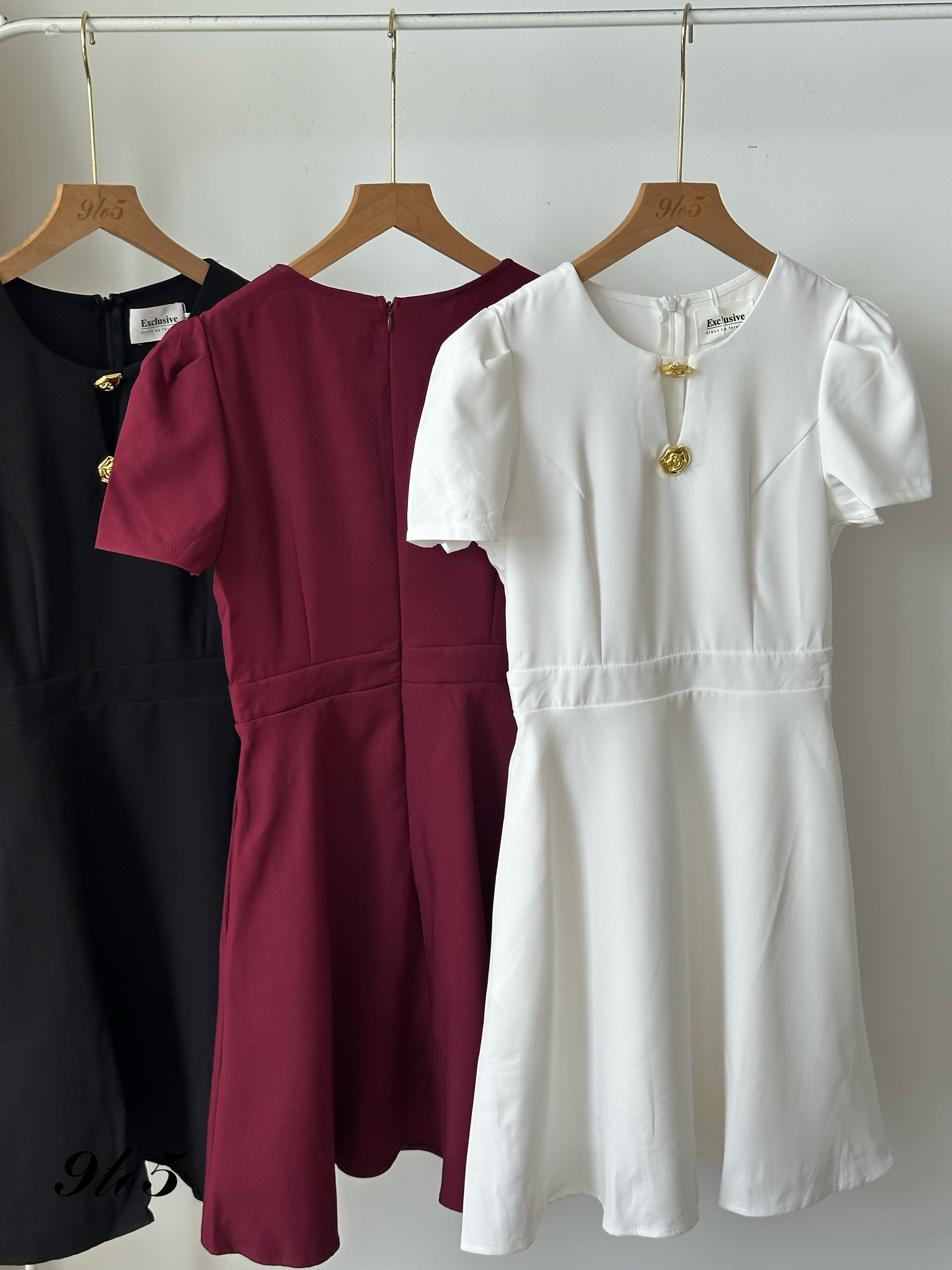 D2332 Puff Sleeve Dress - 4 Colors