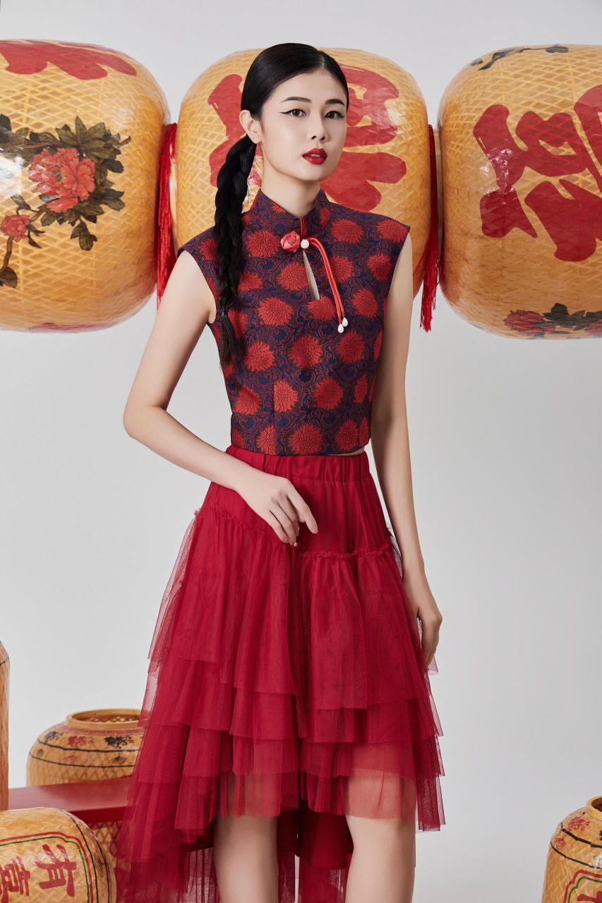 前短后长网纱半裙 1395