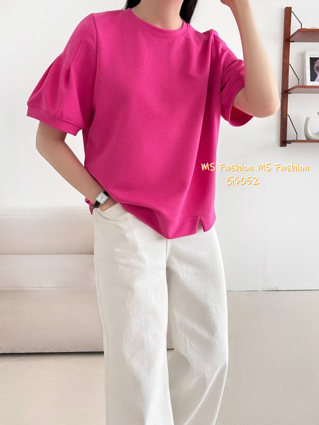 G6052 韓國🇰🇷特色袖小開叉腳top