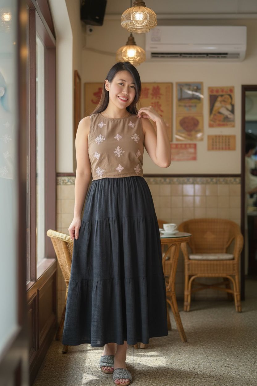 2126 Cocoa X Pink X Purple Emb. SLeeveless Top