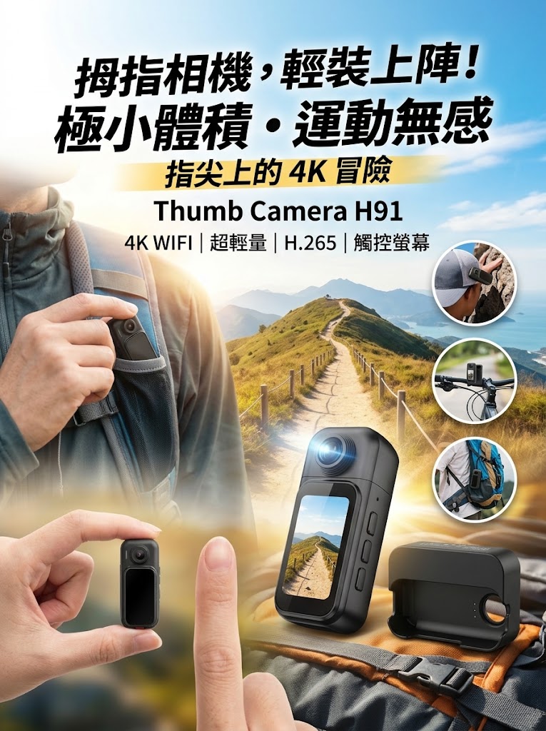  THUMB CAMERA H91 4K WIFI 觸控螢幕拇指相機