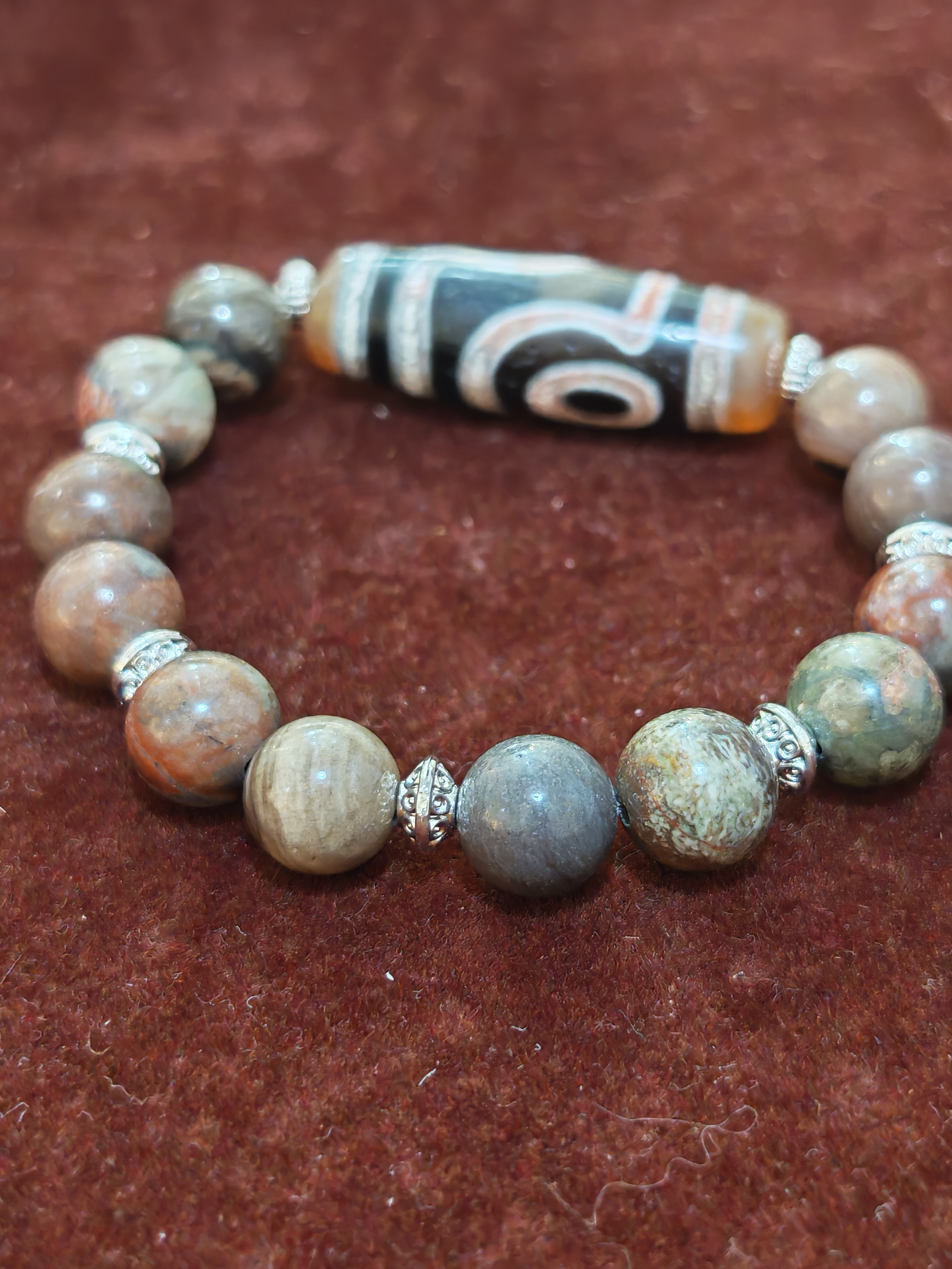 「朱砂二眼天珠」26043