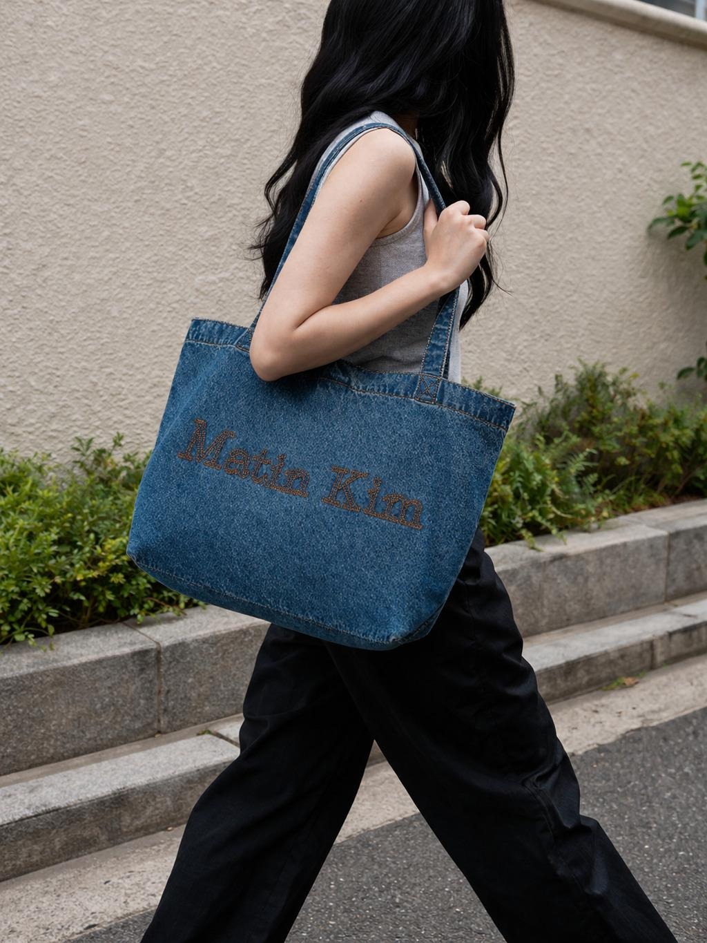 0913 韓國🇰🇷MK 經典LOGO STITCH DENIM 刺繡水洗牛仔大袋🎀9月尾 