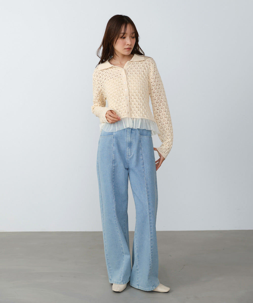 <JP> 編織鏤空薄紗cardigan * 2色入 <預購>