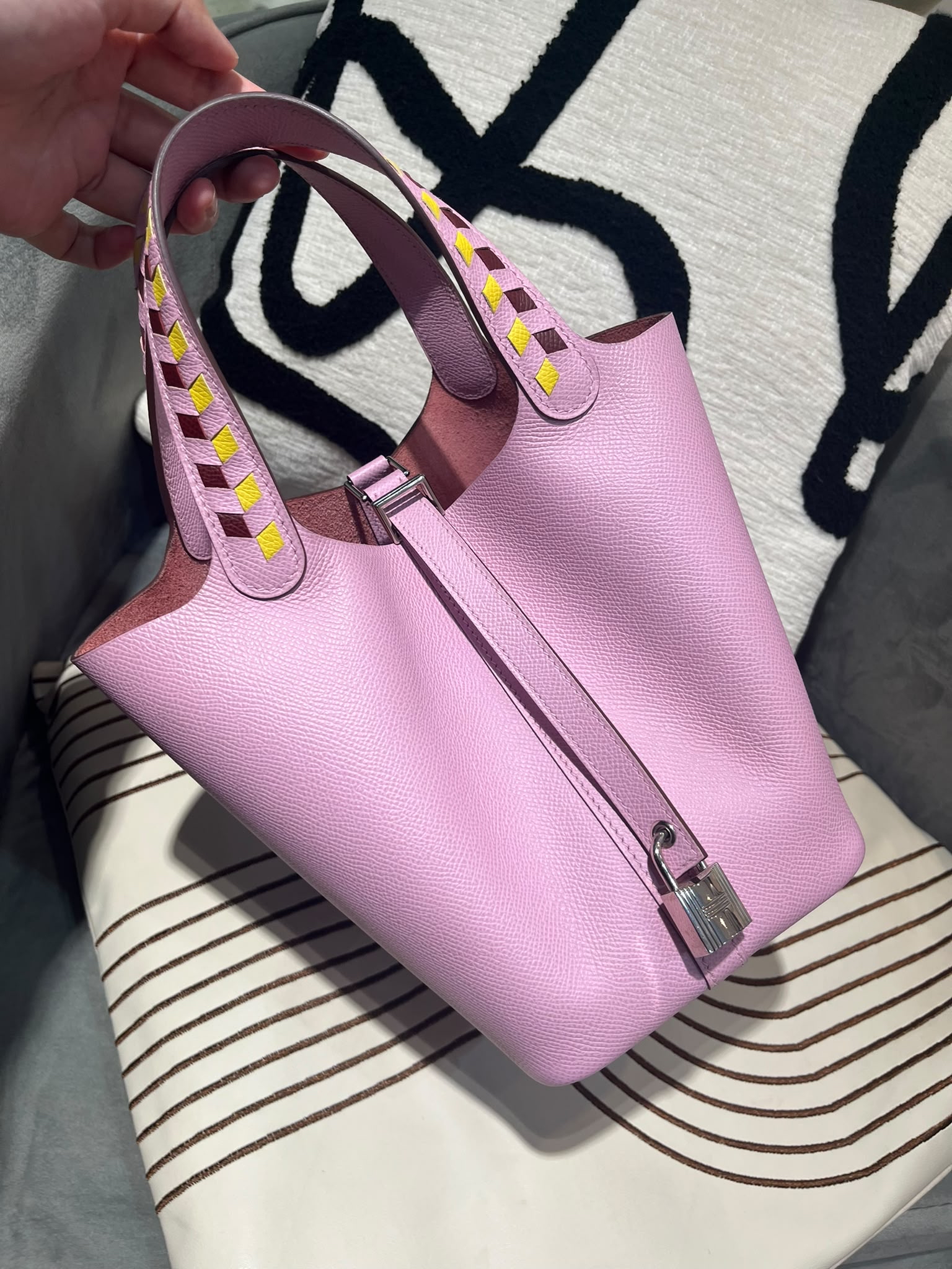 Hermes Picotin 18,錦葵紫STAMP D 特別限量款 Tressage de Cuir 系列Epsom 牛皮， 100%Authentic ,95%new ☑️Key lock ☑️dust bag 