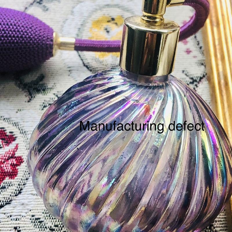 C.a. 1960s Carnival Glass Style Purple Iridescent Purple Atomizer/Perfume Bottle (MT1857)