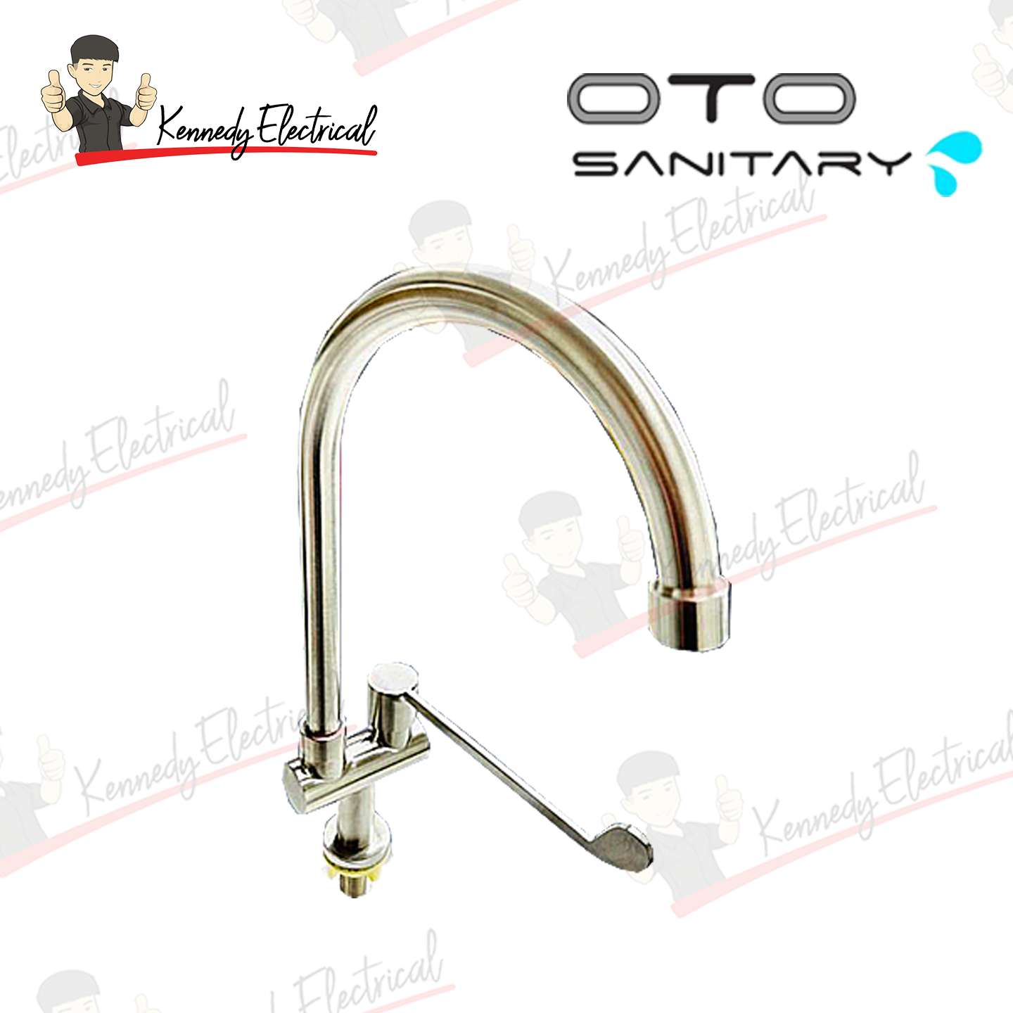 Otosani 304# Stainless Steel Elbow Line Pillar Swan Tap (966-35#) OTO966-35