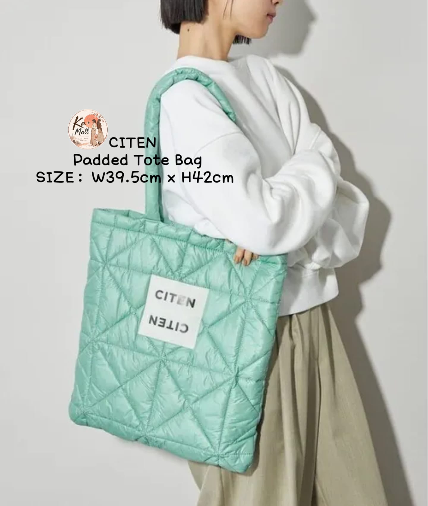 CITEN 菱格紋鋪棉托特包 (W39.5cm x H42cm) 多色可選
