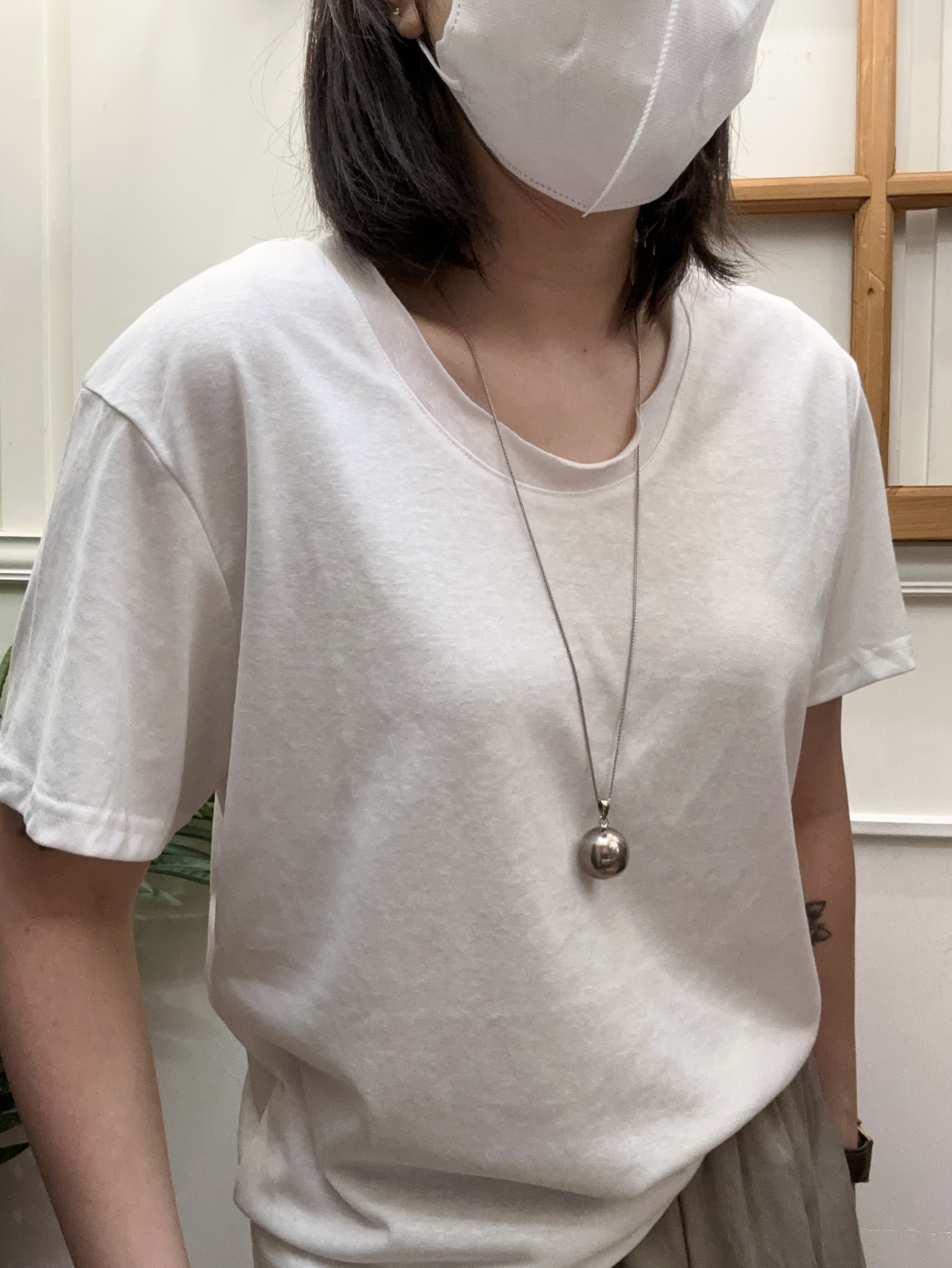 韓國純棉薄身T，背直Lace 