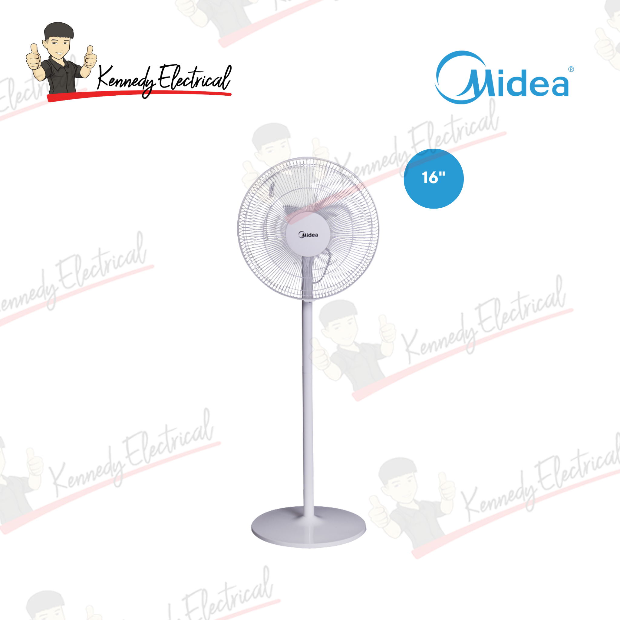 Midea 16" 2 In 1 Stand Fan With 5 Blades, 8 Speed Levels, Timer & Remote Control (White) MF-16FS18BR