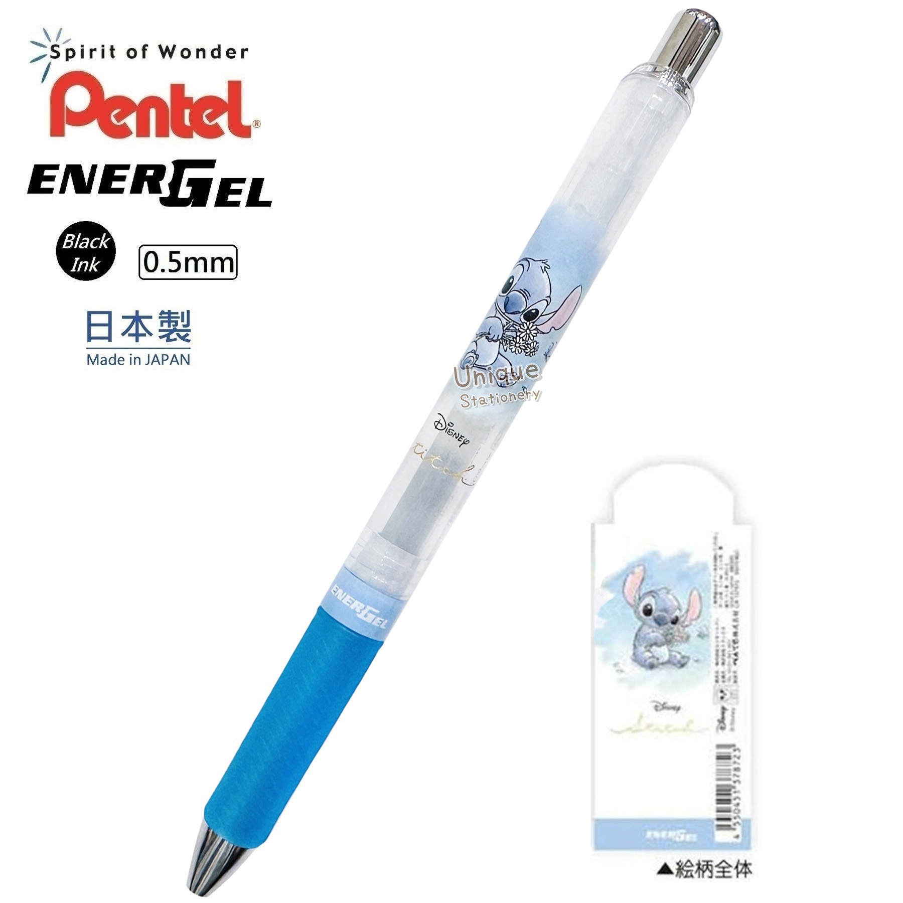 現貨｜Disney Stitch 史迪仔 日本製 Pentel EnerGel 0.5mm 黑色 啫喱筆 CR137872