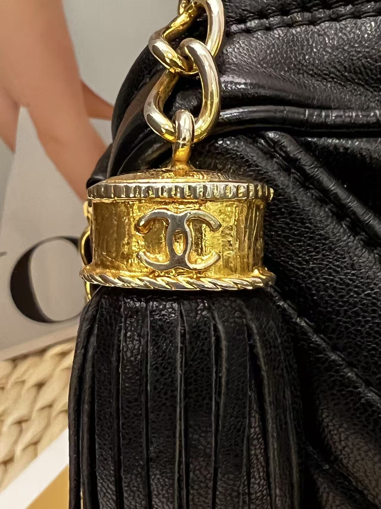Chanel Vintage Chevron Fringe Camera Bag