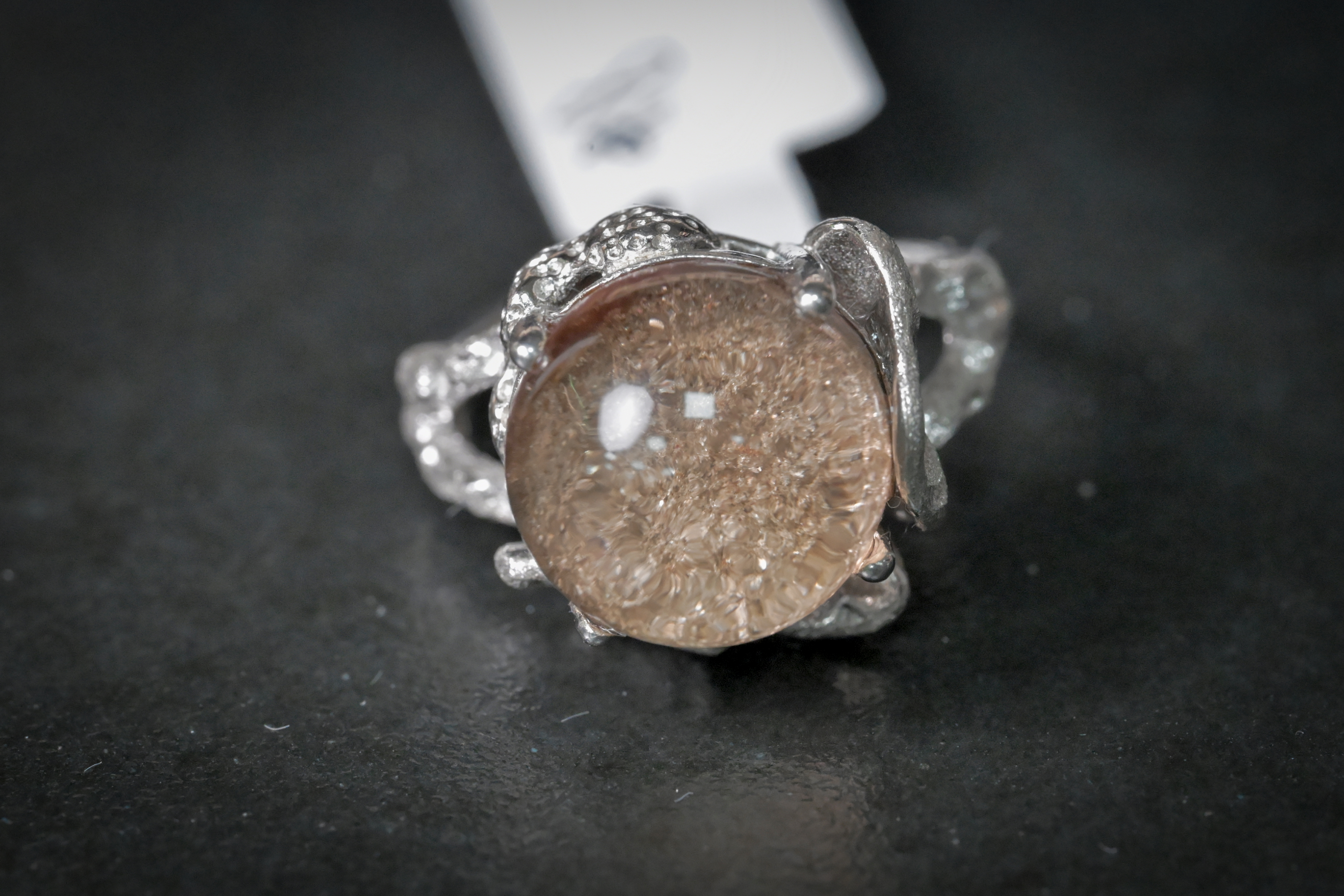 金沙幽靈水晶純銀戒指 #018｜日信水晶 身心工房｜Golden Sand Phantom Crystal Sterling Silver Ring #018