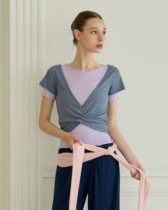 預購_DEVI-T0158 Release twist short sleeve by Devi wear