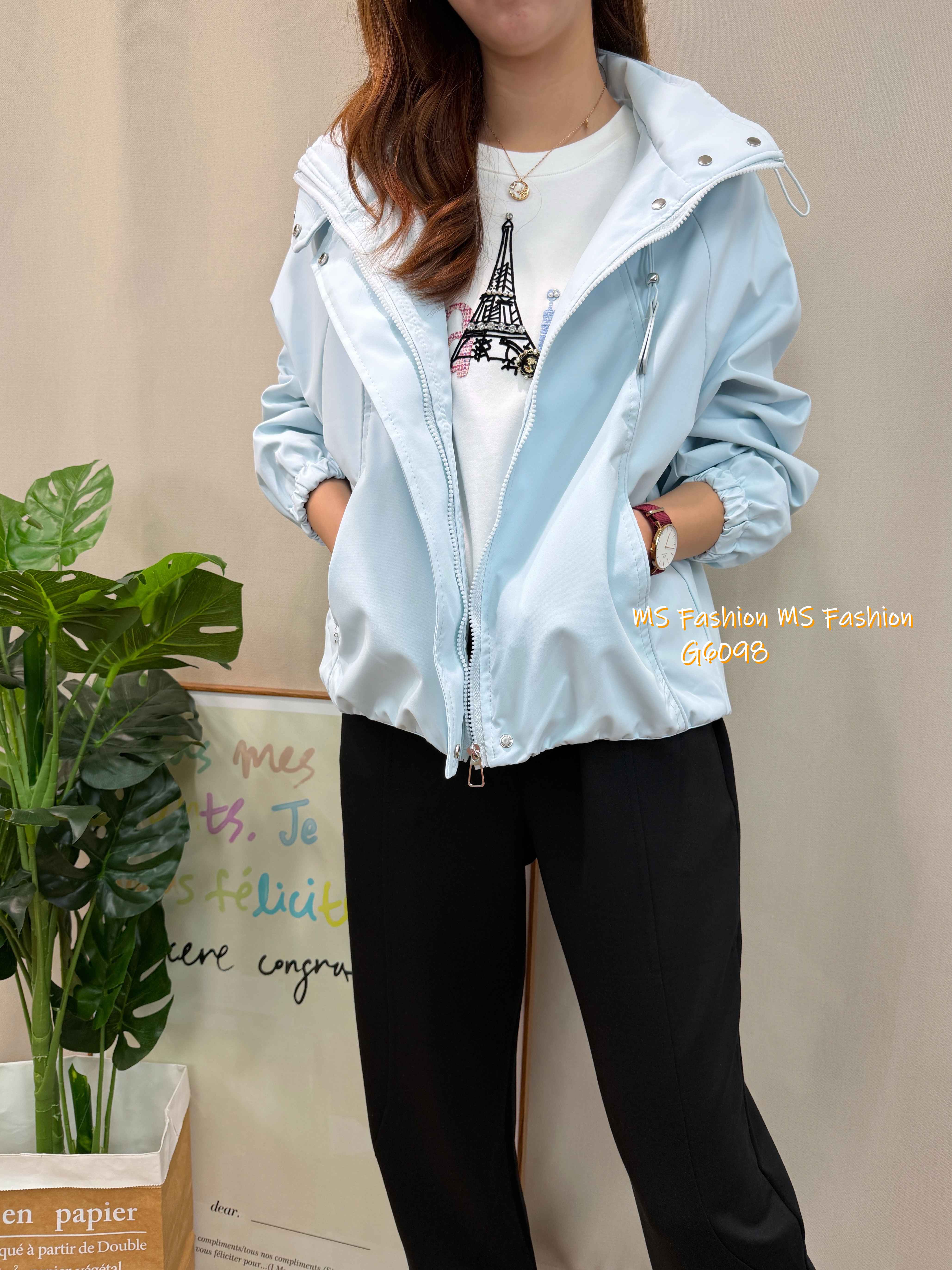 G6098 韓國🇰🇷靚色有帽風褸