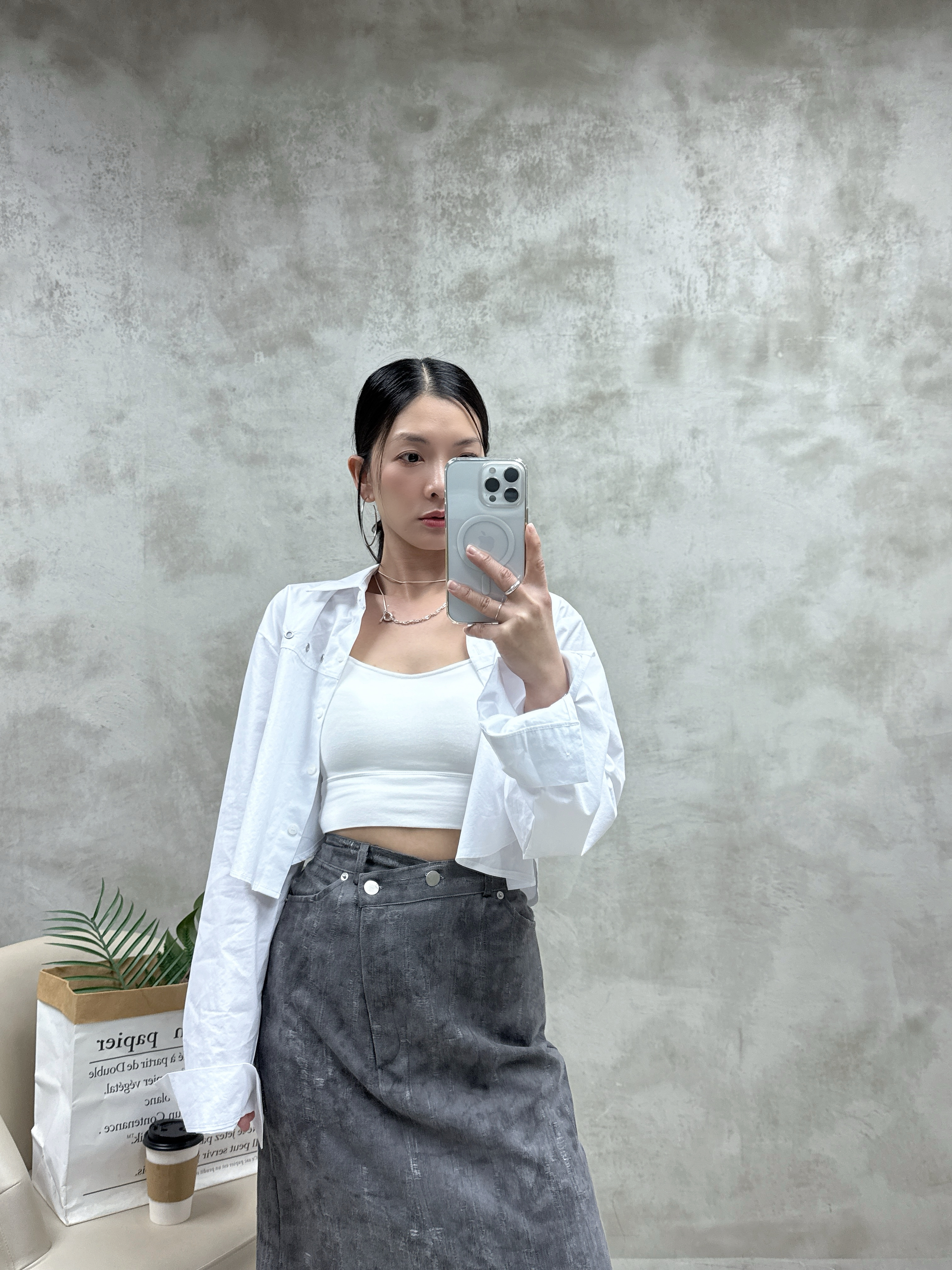 不規則腰札染半裙