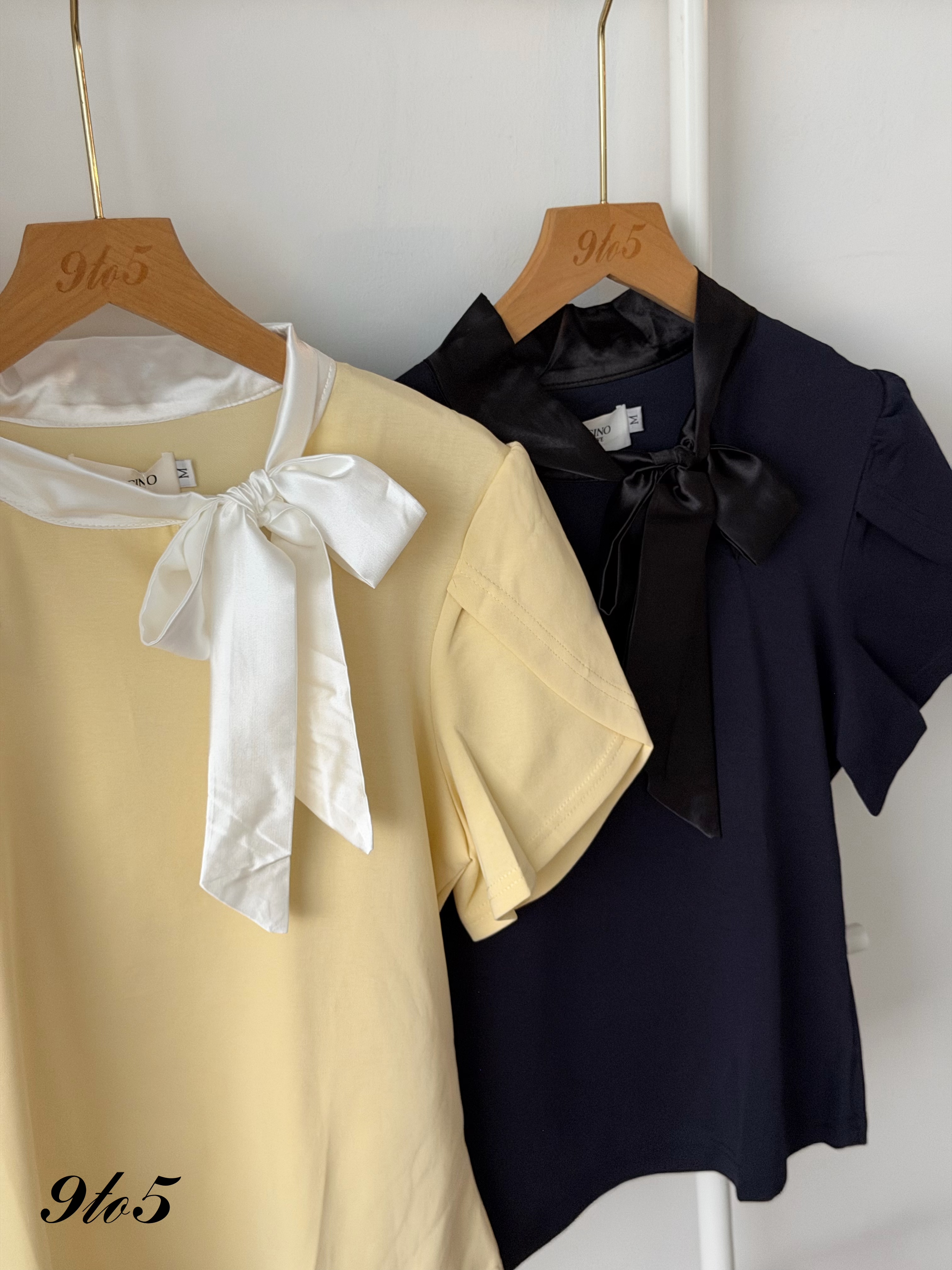 T4472 Tie-Neck Puff Sleeve Blouse - 3 Colors 