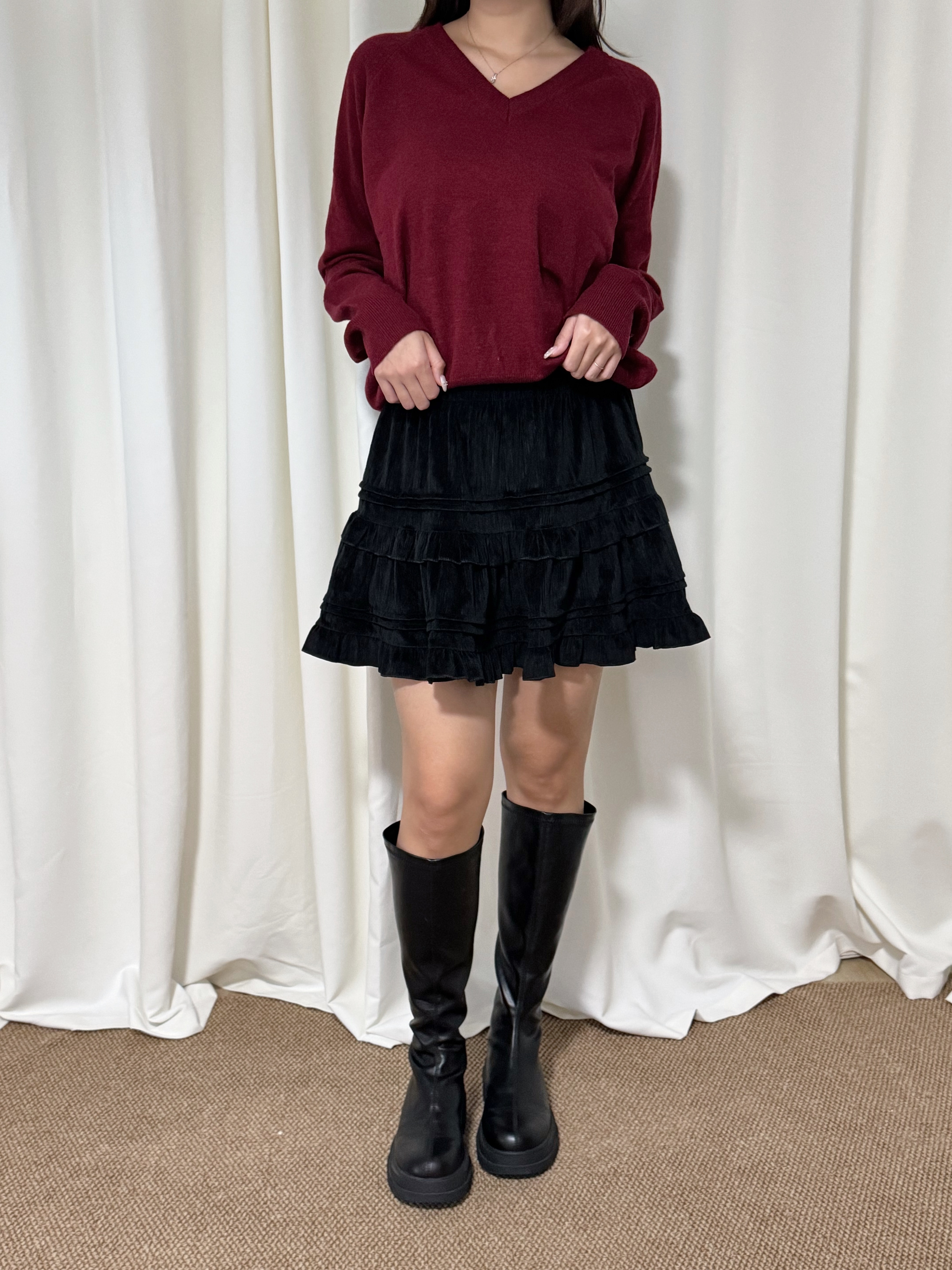 百搭羊毛V領針織上衣(五色入)