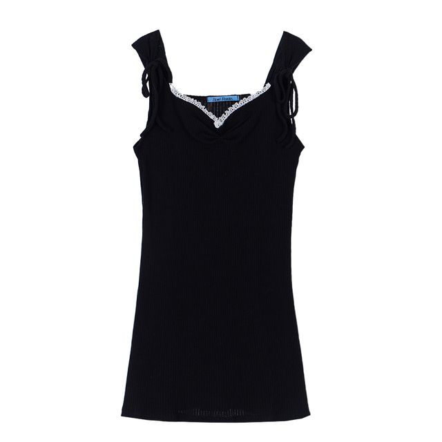 Rose Frantz ♥ Unbalance shirring Mini Dress /追跡付 Rose Frantz Lace Shirring Mini Dress [Black] | KAZUE