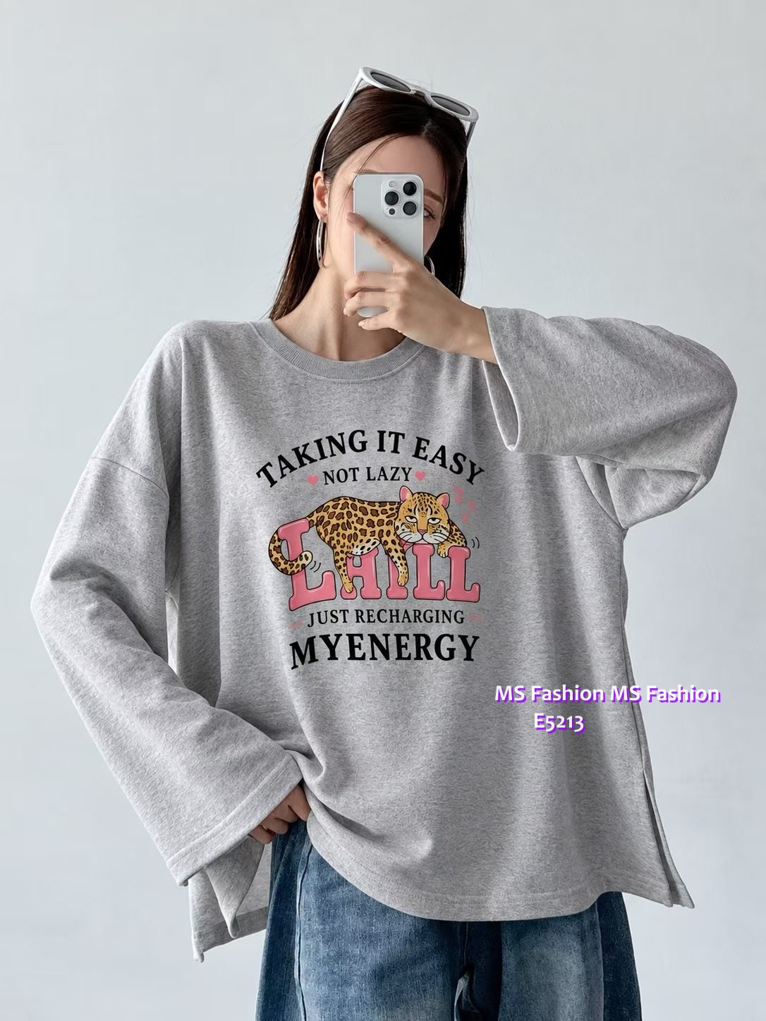 E5213 可愛老虎仔oversize tee