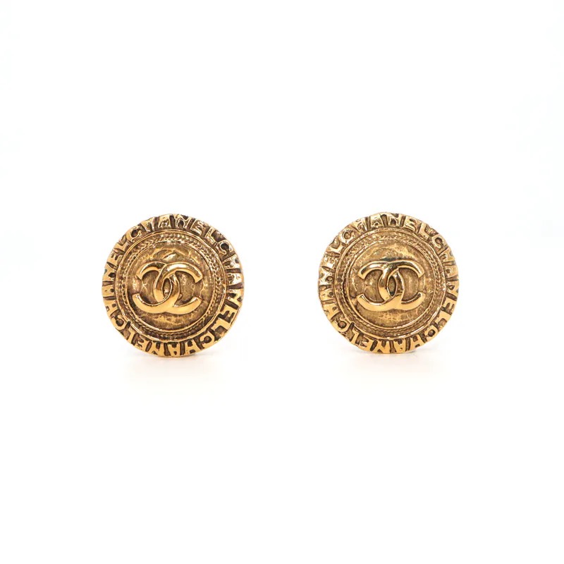 Chanel Coco Mark Round Medallion Clip-On Earrings